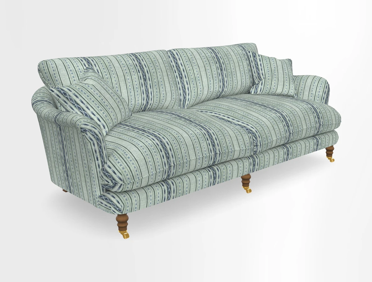 Pugin 3 Seater Sofa in V&A Threads of India Varanasi Wilderness Ink