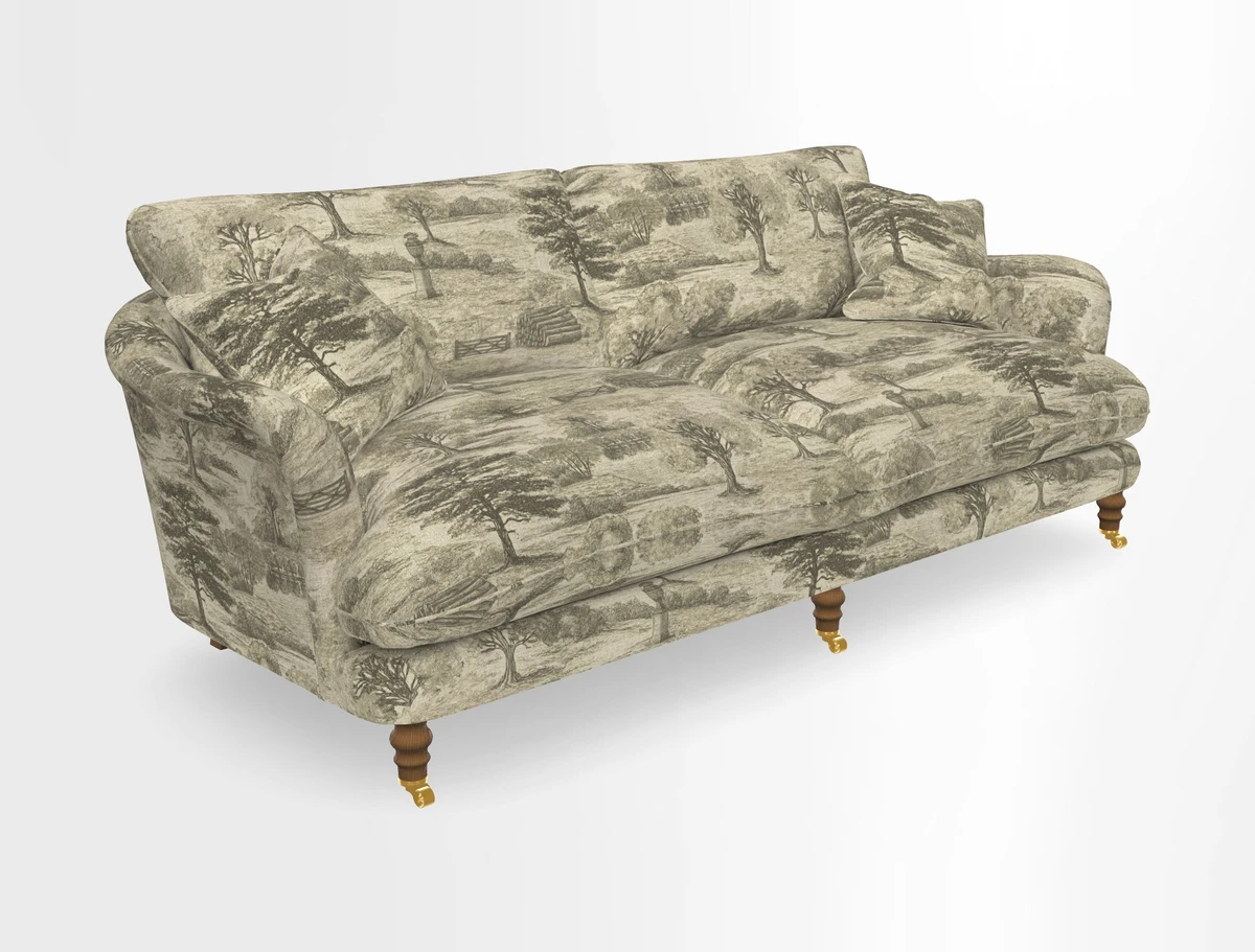 Pugin 3 Seater Sofa in V&A Threads of India Varanasi Wilderness Ink