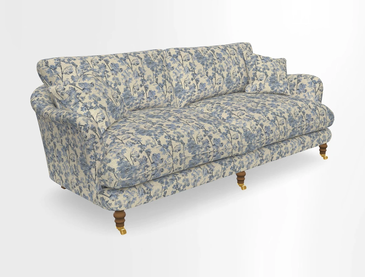 Pugin 3 Seater Sofa in V&A Threads of India Varanasi Wilderness Ink