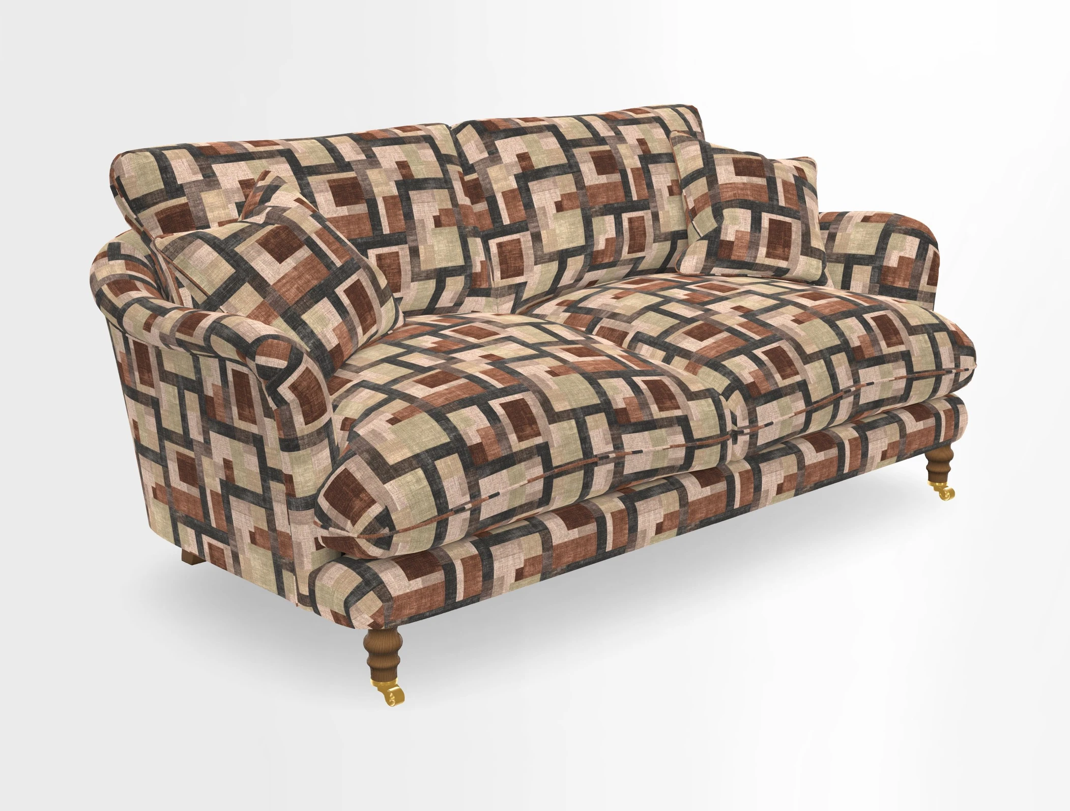 Pugin 3 Seater Sofa in V&A Threads of India Varanasi Wilderness Ink