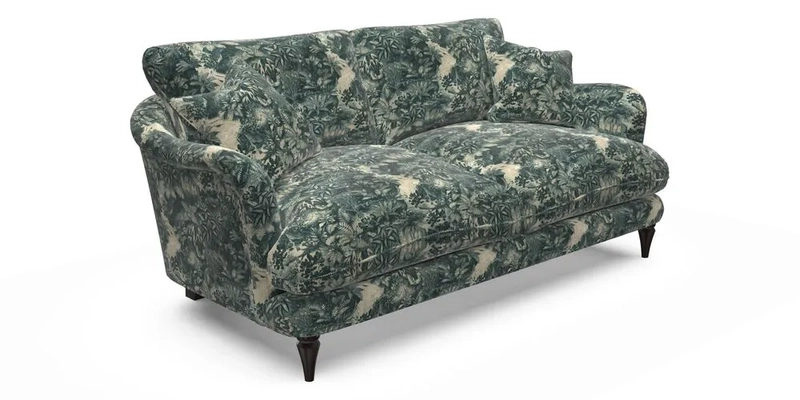 Pugin 3 Seater Sofa in V&A Threads of India Varanasi Wilderness Ink