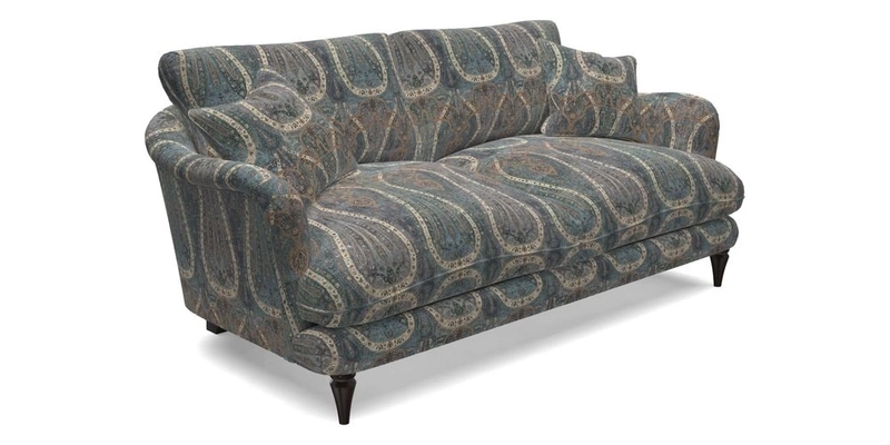 Pugin 3 Seater Sofa in V&A Threads of India Varanasi Wilderness Ink