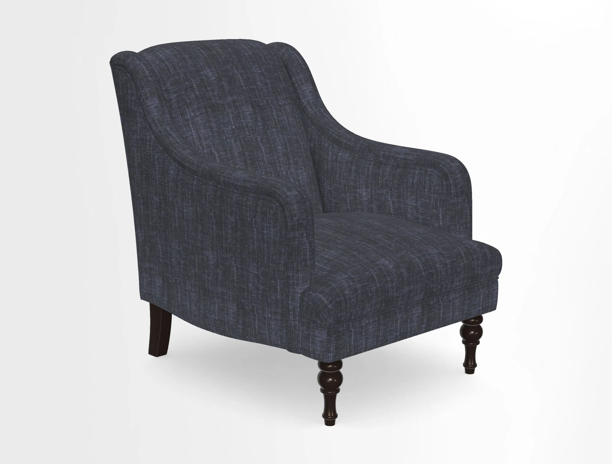 Rothermere Chair in RHS Gertrude Jekyll Ornamental Brown with Arms and Front Border in Mohair Velvet Mushroom