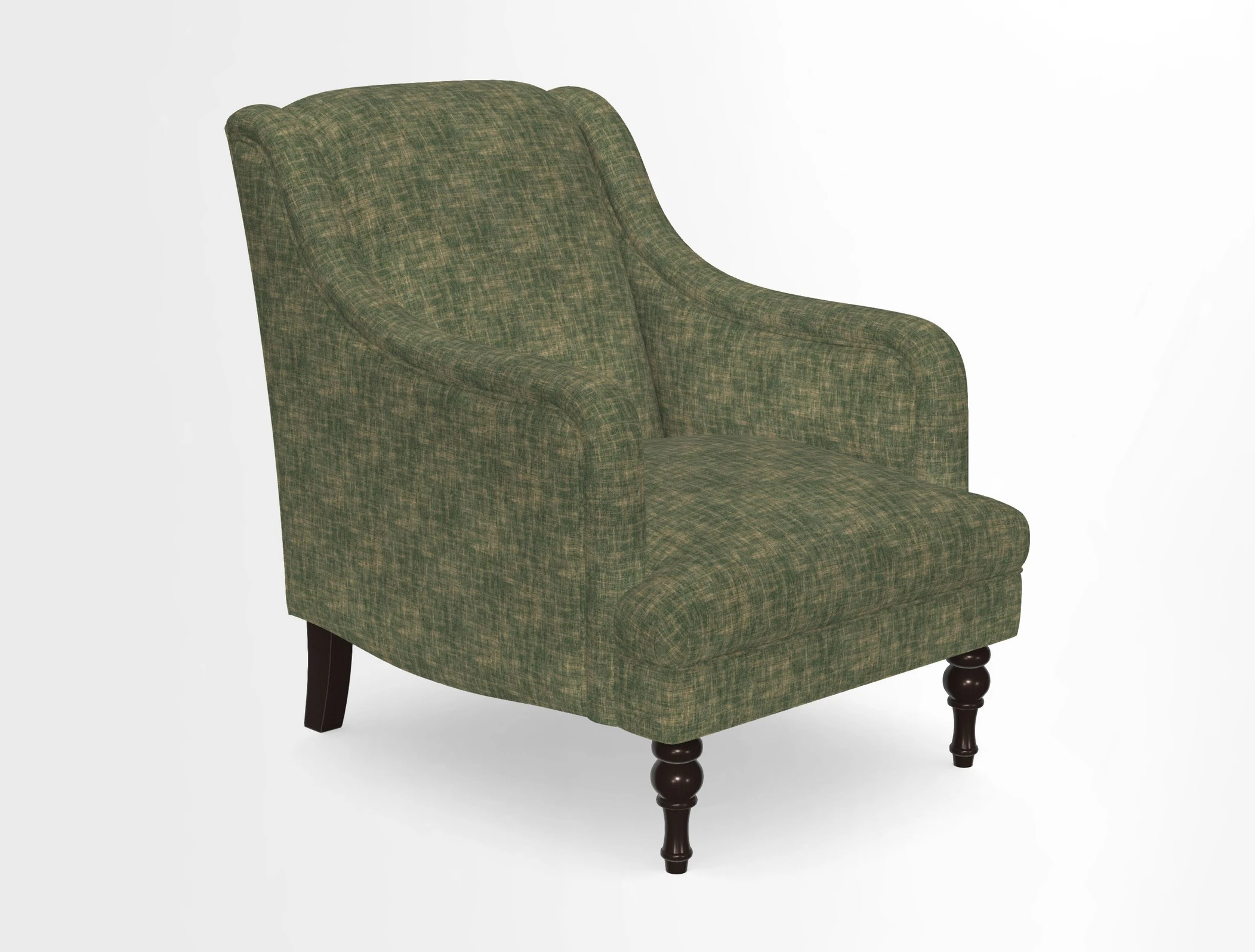 Rothermere Chair in RHS Gertrude Jekyll Ornamental Brown with Arms and Front Border in Mohair Velvet Mushroom