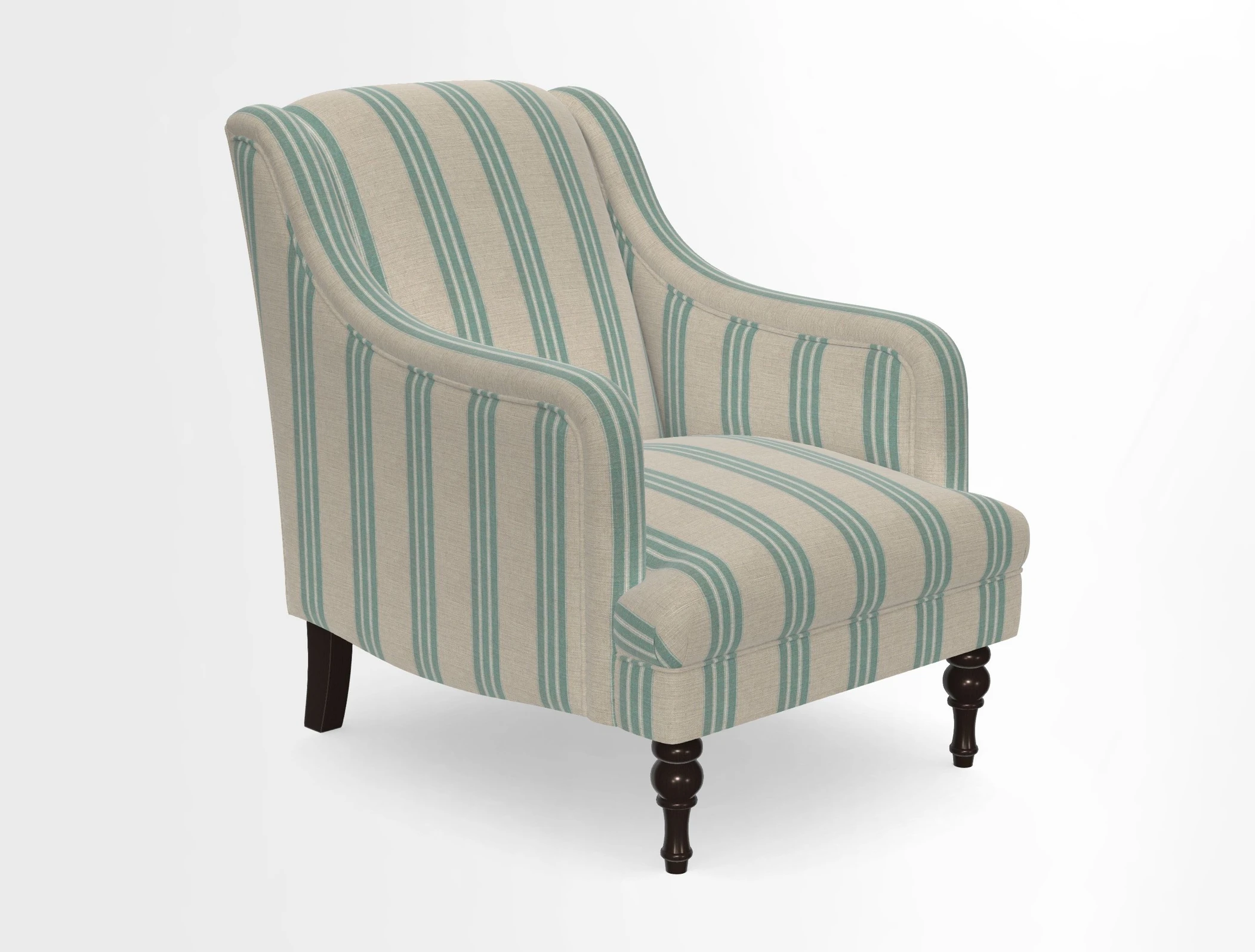 Rothermere Chair in RHS Gertrude Jekyll Ornamental Brown with Arms and Front Border in Mohair Velvet Mushroom