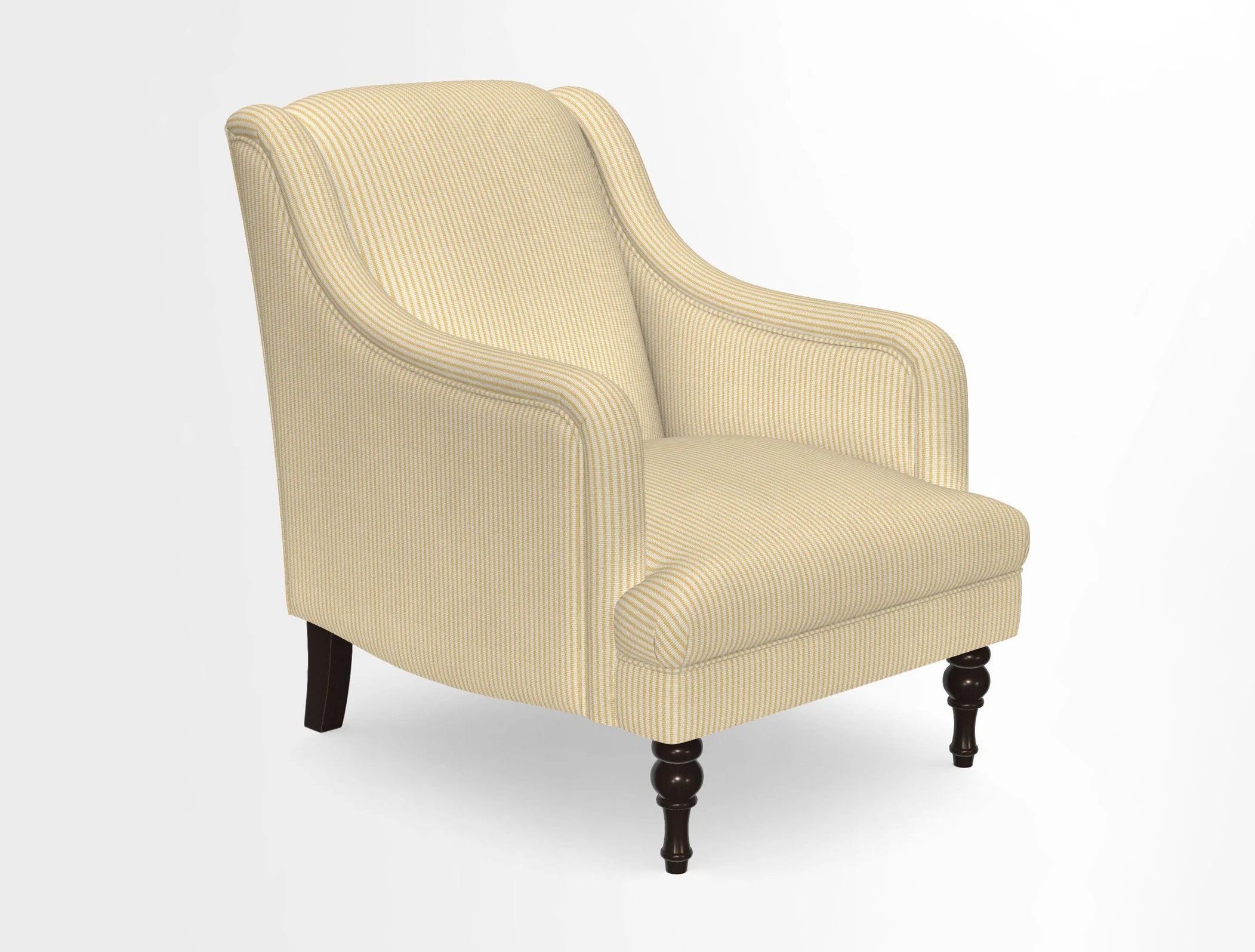 Rothermere Chair in RHS Gertrude Jekyll Ornamental Brown with Arms and Front Border in Mohair Velvet Mushroom