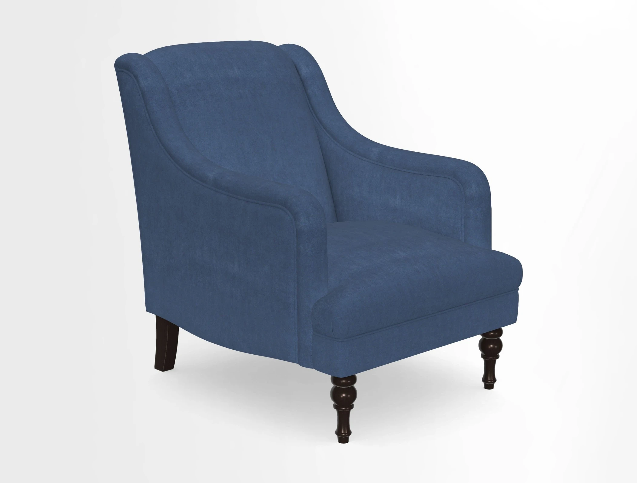 Rothermere Chair in RHS Gertrude Jekyll Ornamental Brown with Arms and Front Border in Mohair Velvet Mushroom