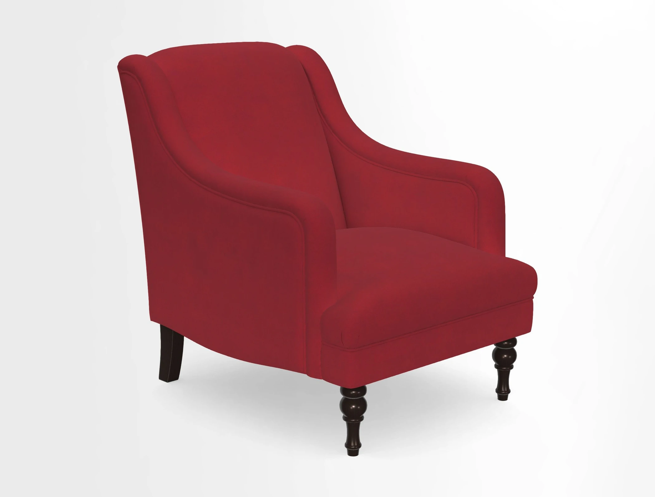 Rothermere Chair in RHS Gertrude Jekyll Ornamental Brown with Arms and Front Border in Mohair Velvet Mushroom