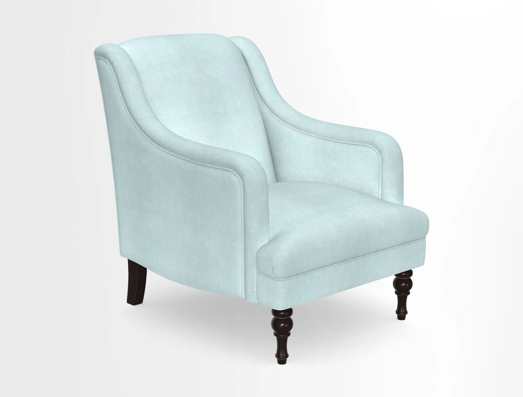 Rothermere Chair in RHS Gertrude Jekyll Ornamental Brown with Arms and Front Border in Mohair Velvet Mushroom