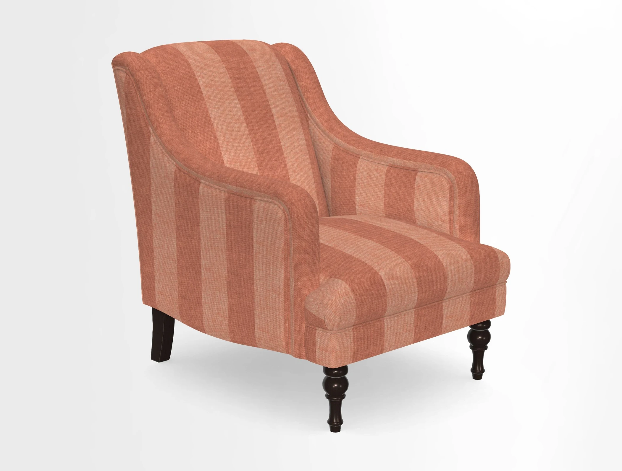 Rothermere Chair in RHS Gertrude Jekyll Ornamental Brown with Arms and Front Border in Mohair Velvet Mushroom