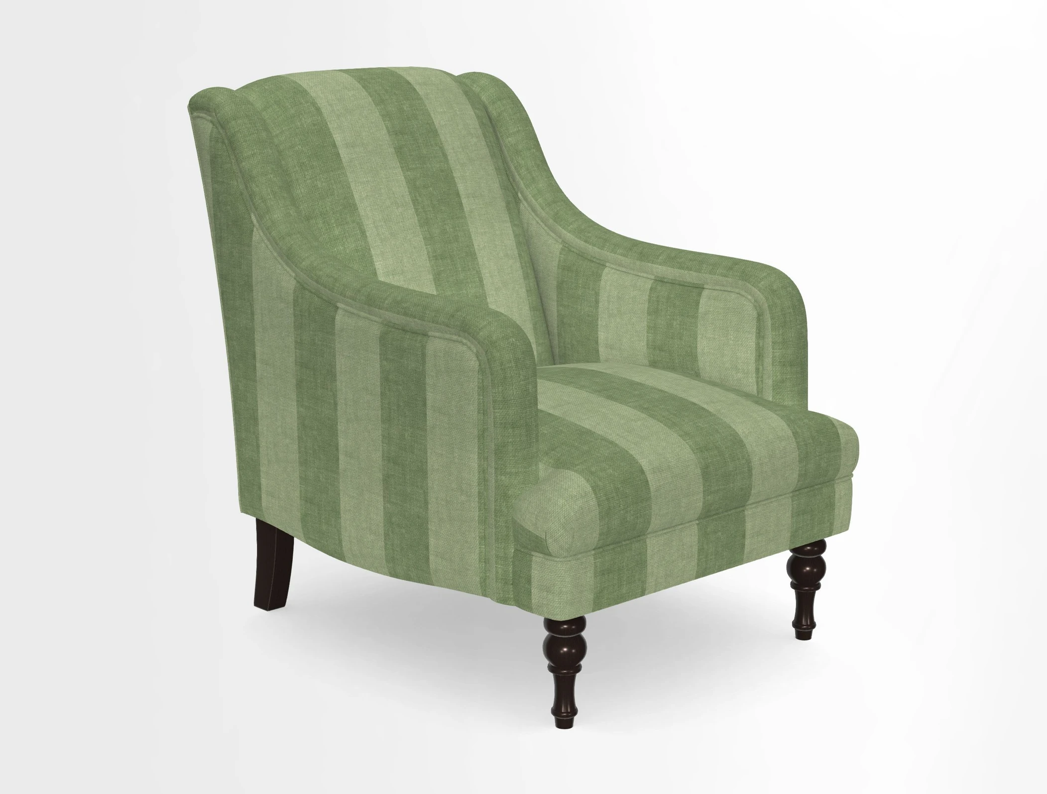 Rothermere Chair in RHS Gertrude Jekyll Ornamental Brown with Arms and Front Border in Mohair Velvet Mushroom