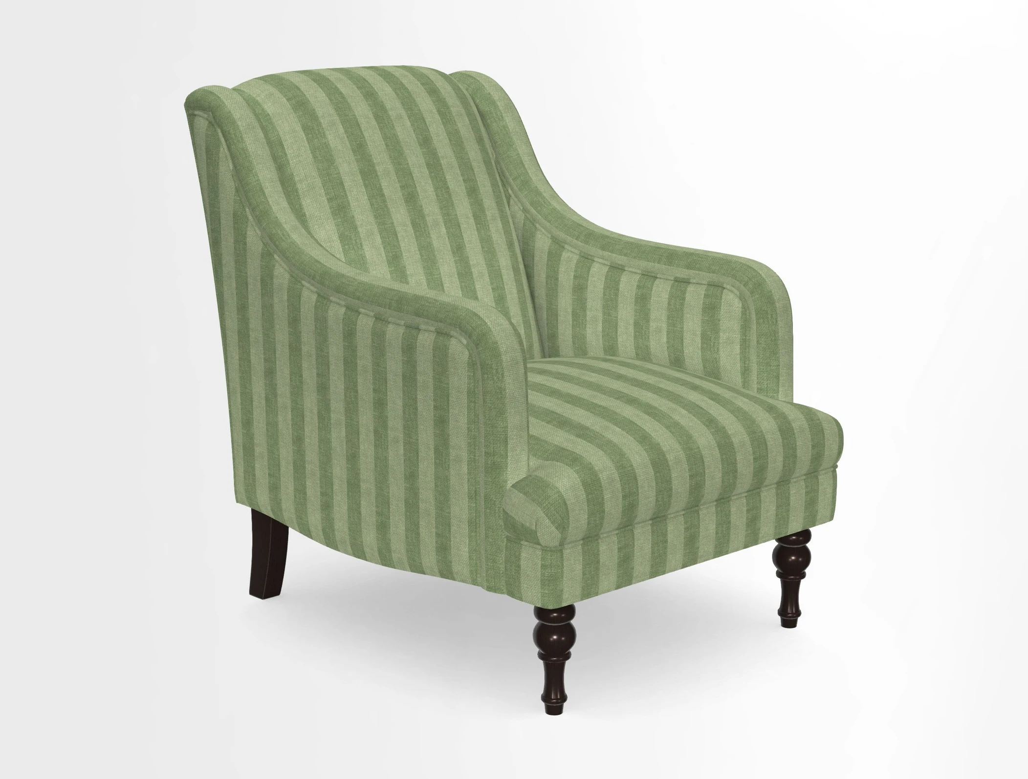 Rothermere Chair in RHS Gertrude Jekyll Ornamental Brown with Arms and Front Border in Mohair Velvet Mushroom