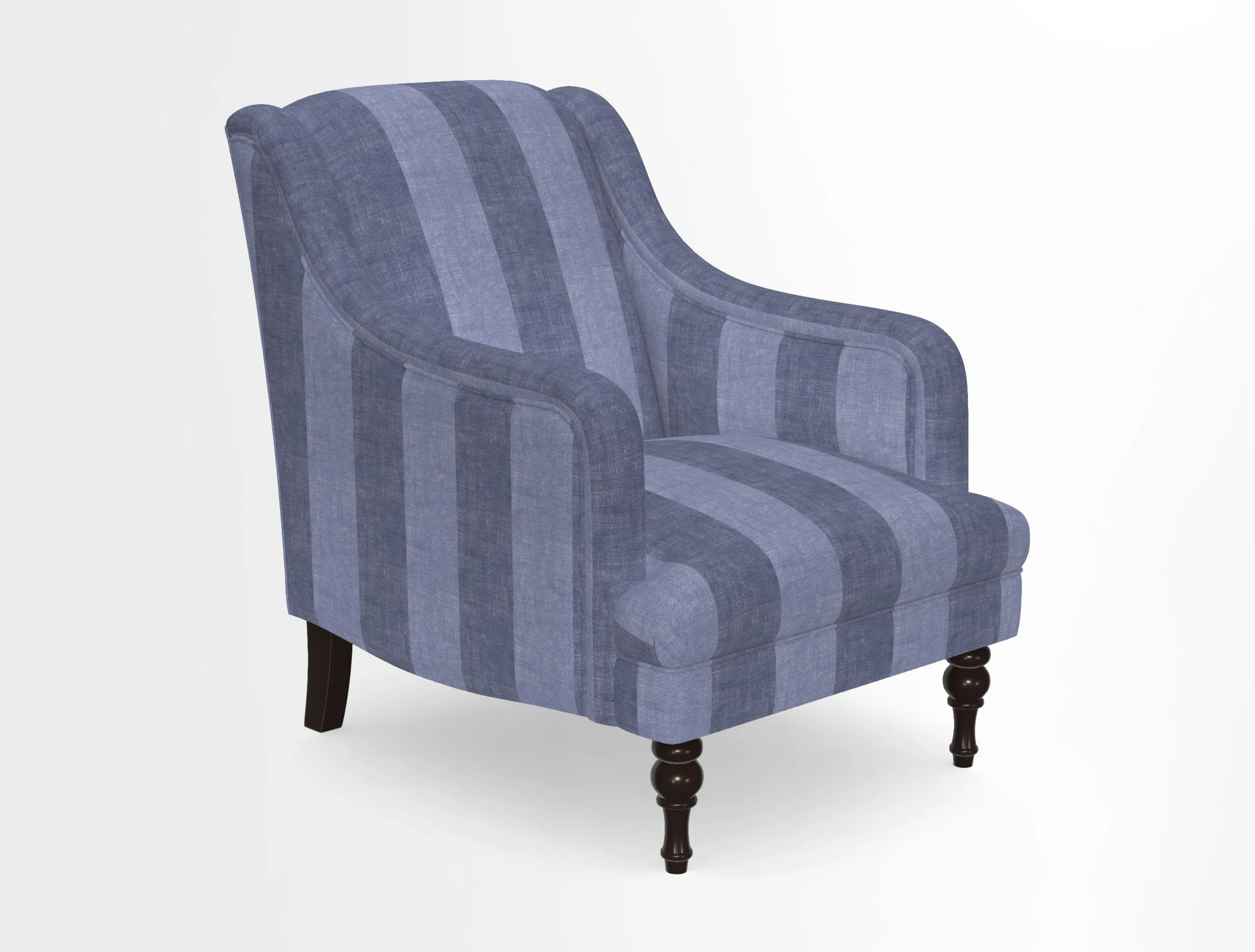 Rothermere Chair in RHS Gertrude Jekyll Ornamental Brown with Arms and Front Border in Mohair Velvet Mushroom