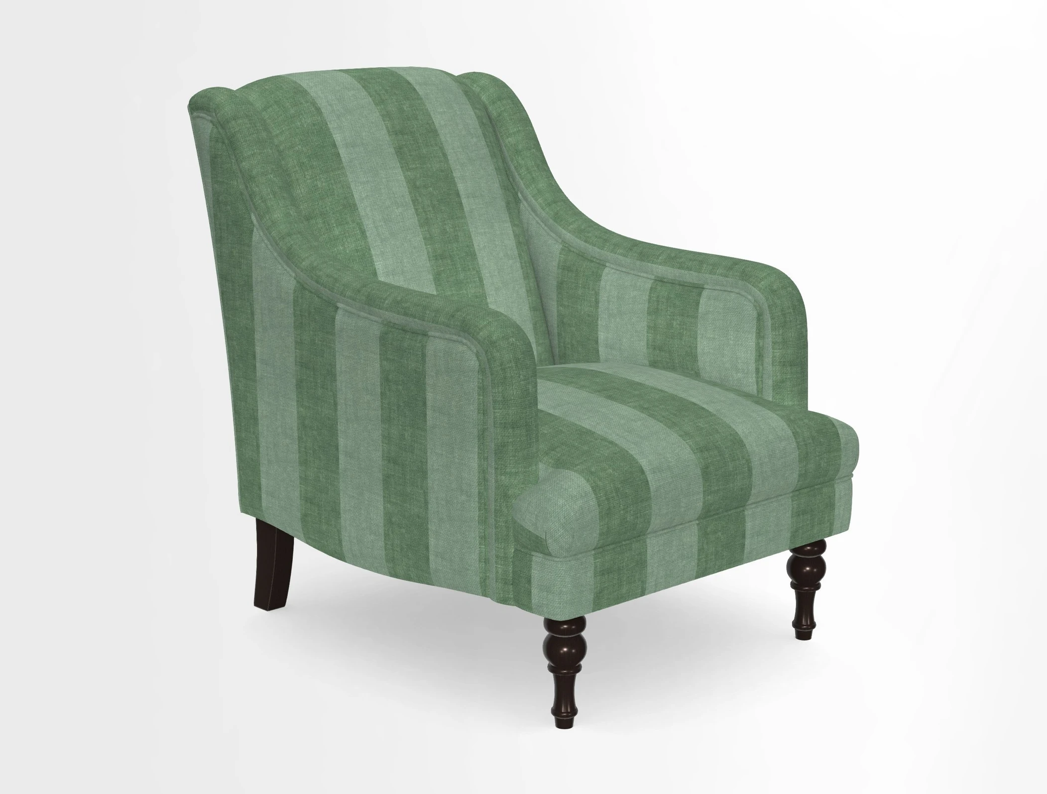 Rothermere Chair in RHS Gertrude Jekyll Ornamental Brown with Arms and Front Border in Mohair Velvet Mushroom