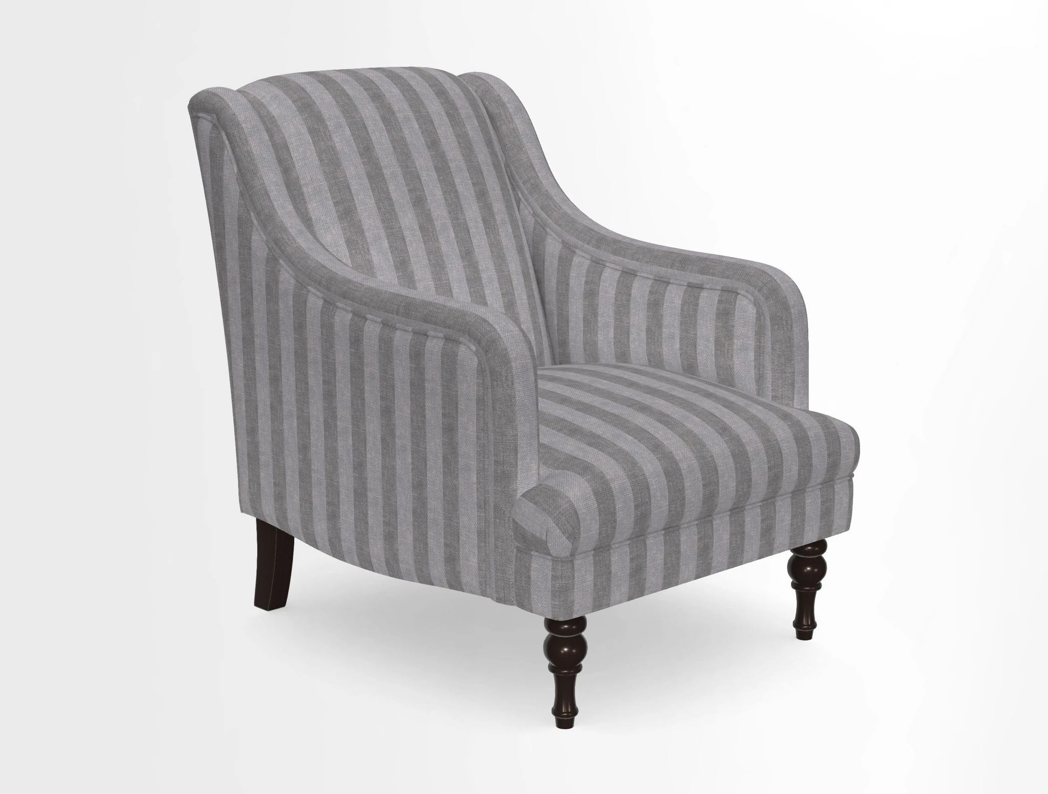 Rothermere Chair in RHS Gertrude Jekyll Ornamental Brown with Arms and Front Border in Mohair Velvet Mushroom