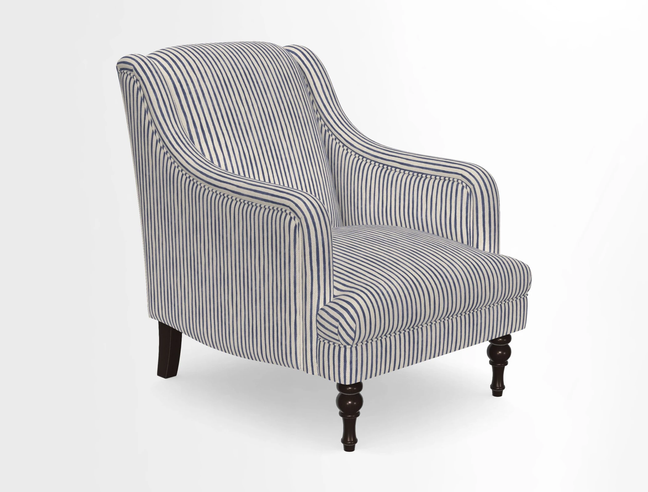 Rothermere Chair in RHS Gertrude Jekyll Ornamental Brown with Arms and Front Border in Mohair Velvet Mushroom