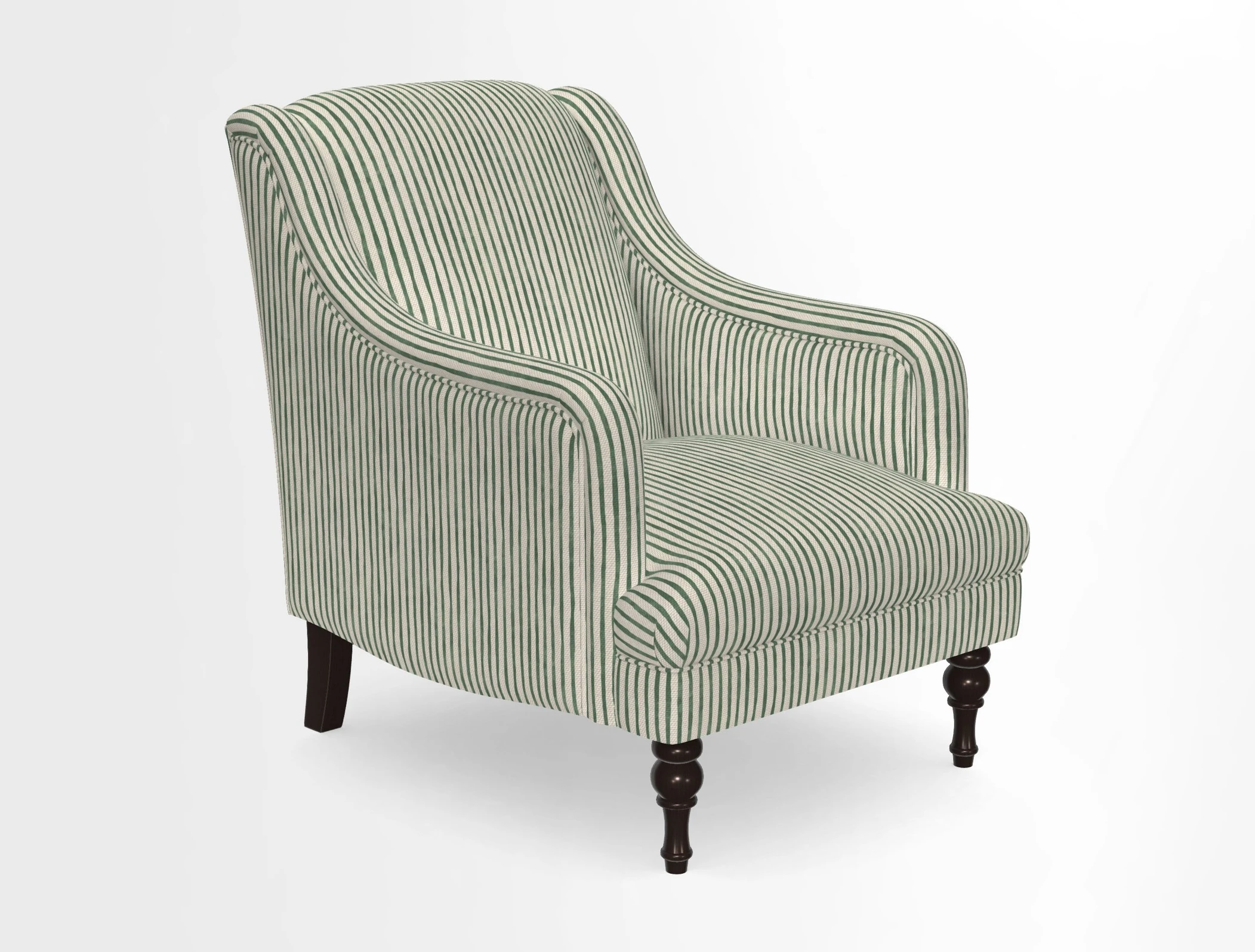 Rothermere Chair in RHS Gertrude Jekyll Ornamental Brown with Arms and Front Border in Mohair Velvet Mushroom