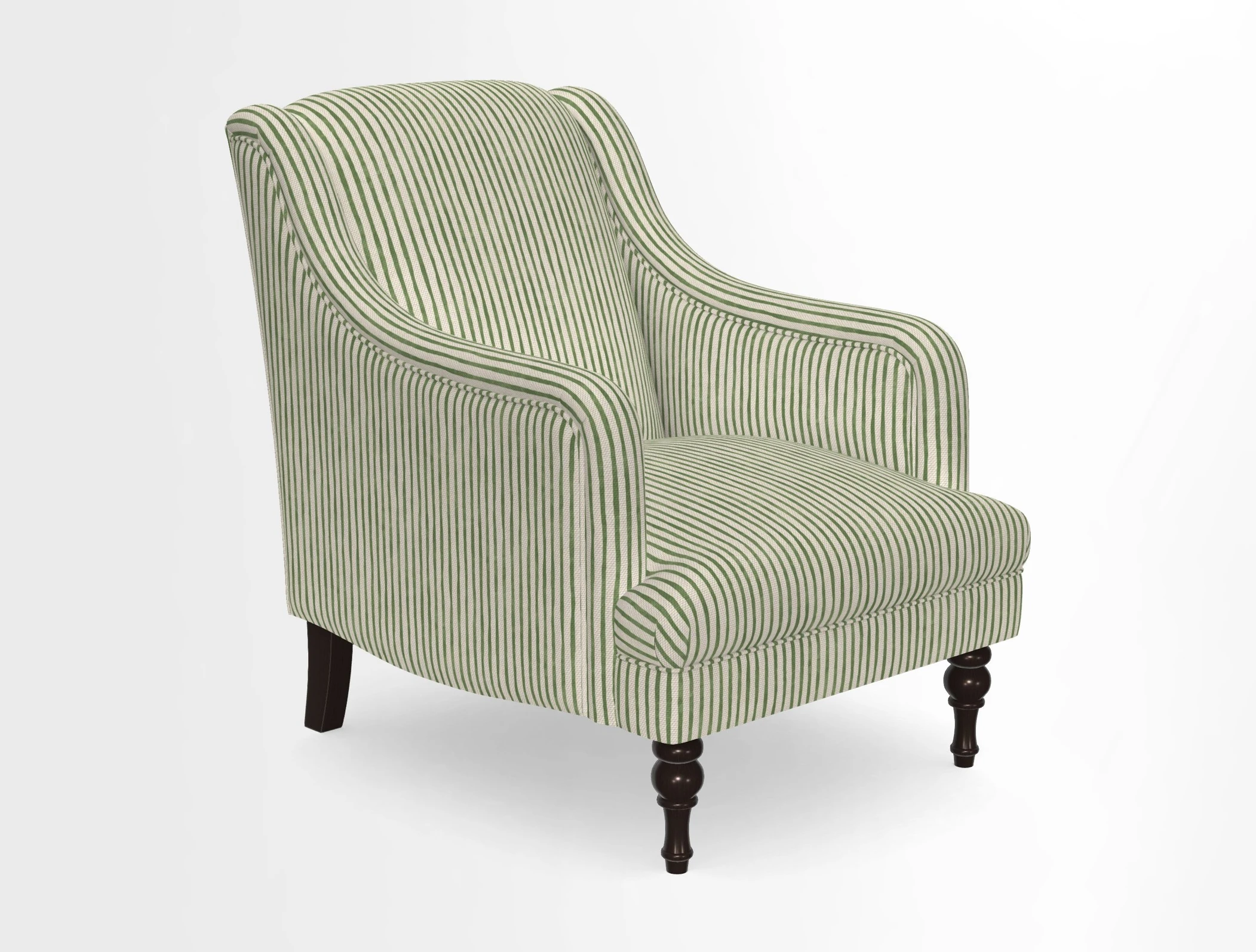 Rothermere Chair in RHS Gertrude Jekyll Ornamental Brown with Arms and Front Border in Mohair Velvet Mushroom