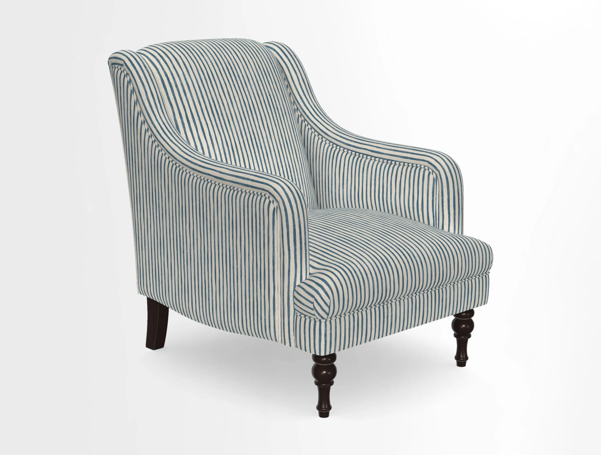 Rothermere Chair in RHS Gertrude Jekyll Ornamental Brown with Arms and Front Border in Mohair Velvet Mushroom