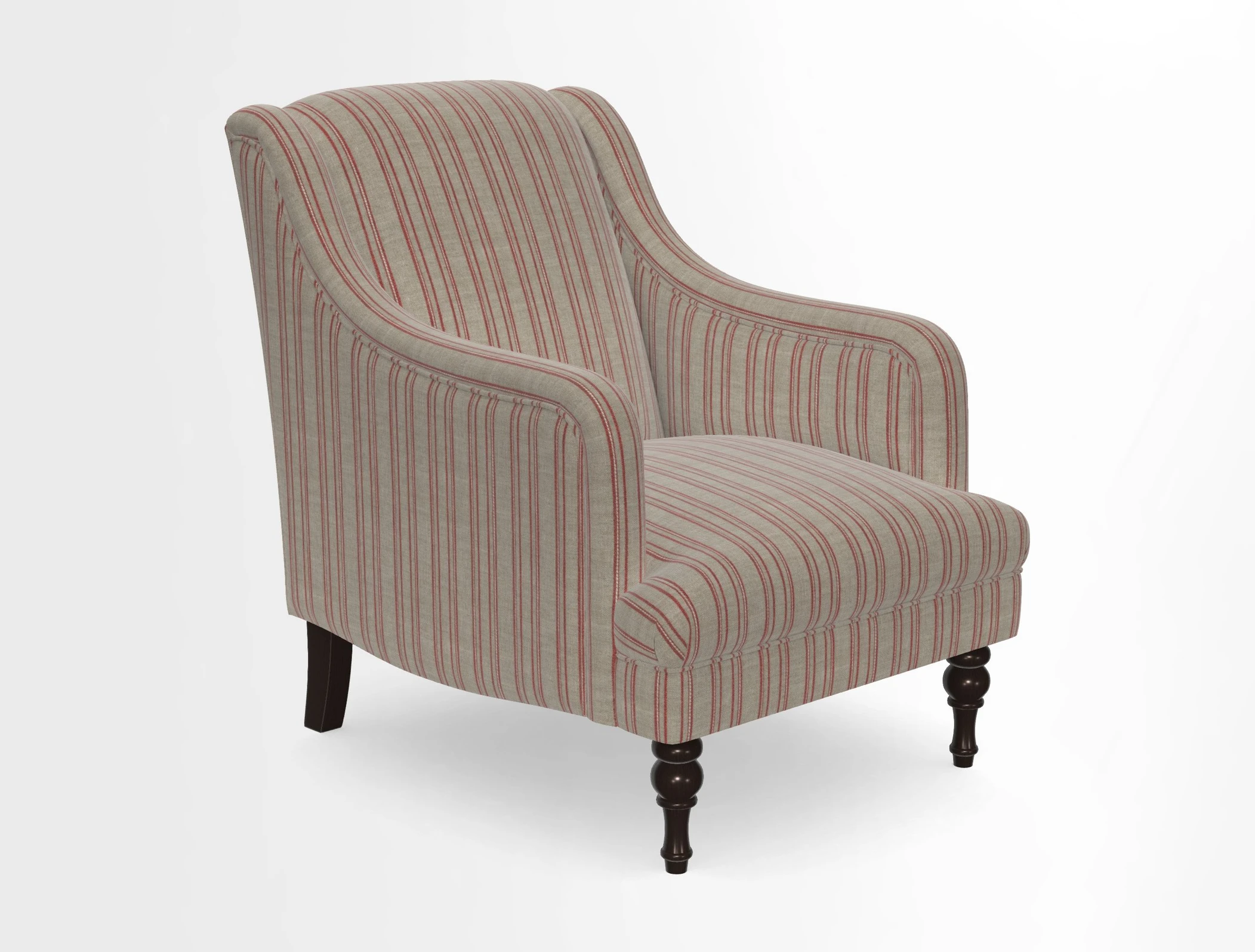 Rothermere Chair in RHS Gertrude Jekyll Ornamental Brown with Arms and Front Border in Mohair Velvet Mushroom