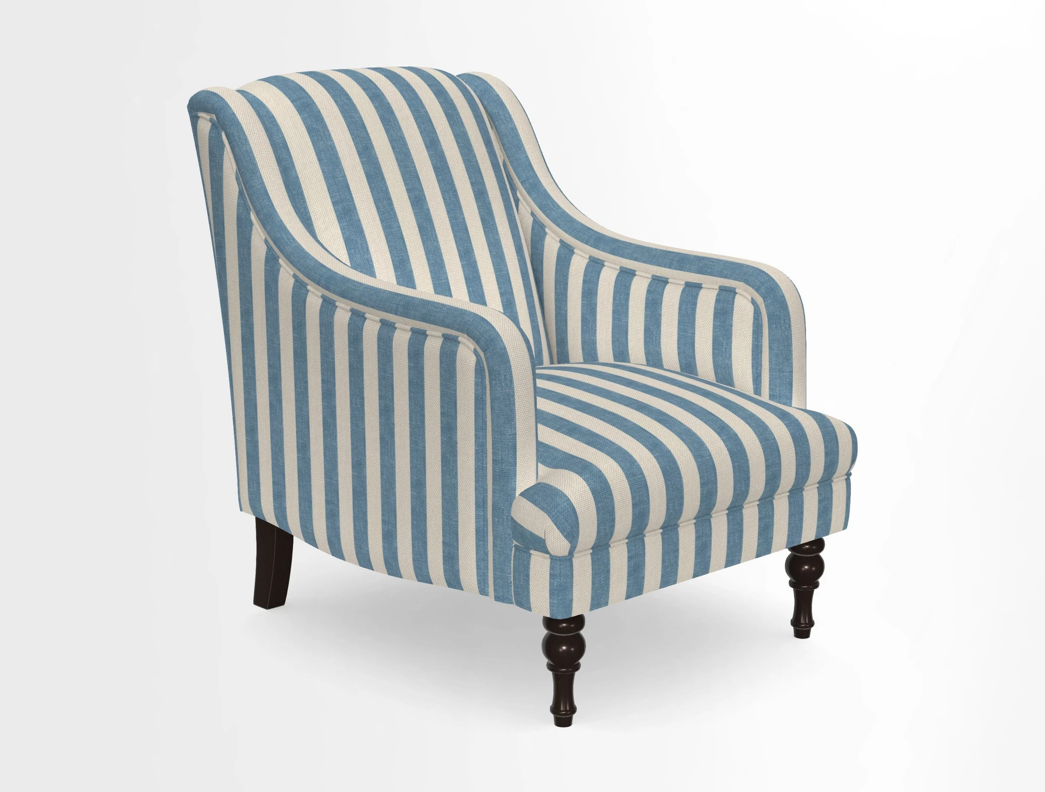 Rothermere Chair in RHS Gertrude Jekyll Ornamental Brown with Arms and Front Border in Mohair Velvet Mushroom