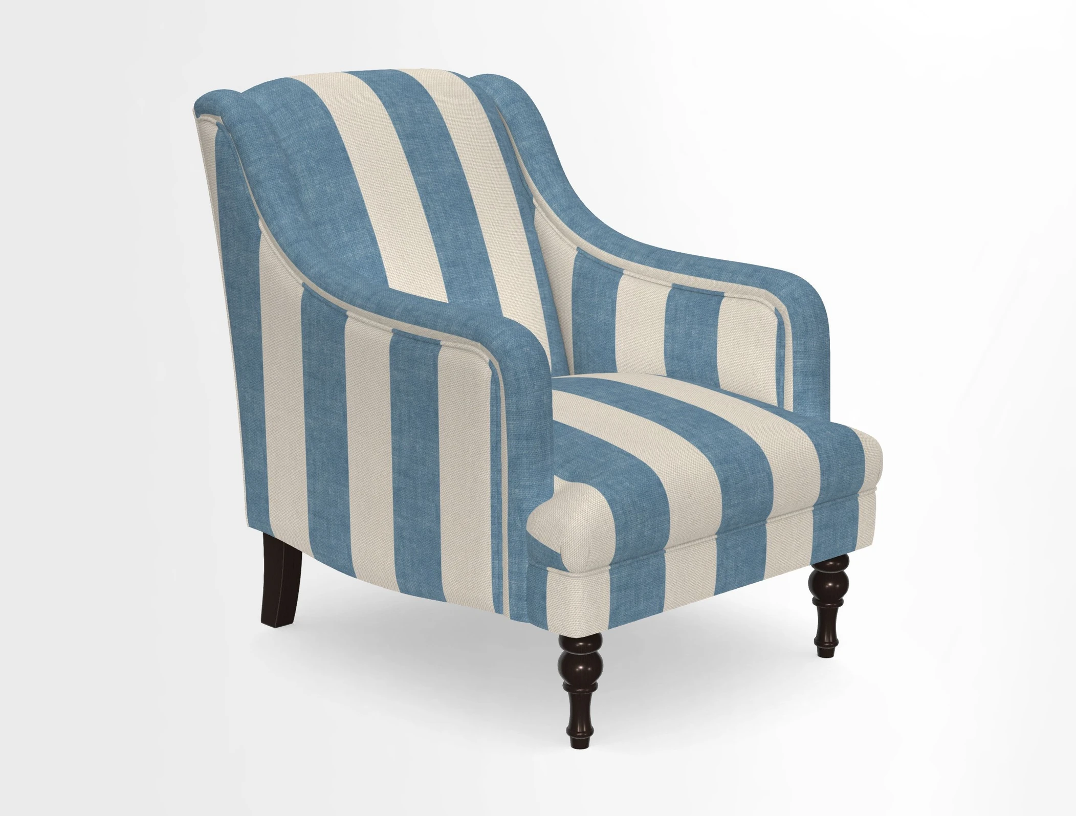 Rothermere Chair in RHS Gertrude Jekyll Ornamental Brown with Arms and Front Border in Mohair Velvet Mushroom