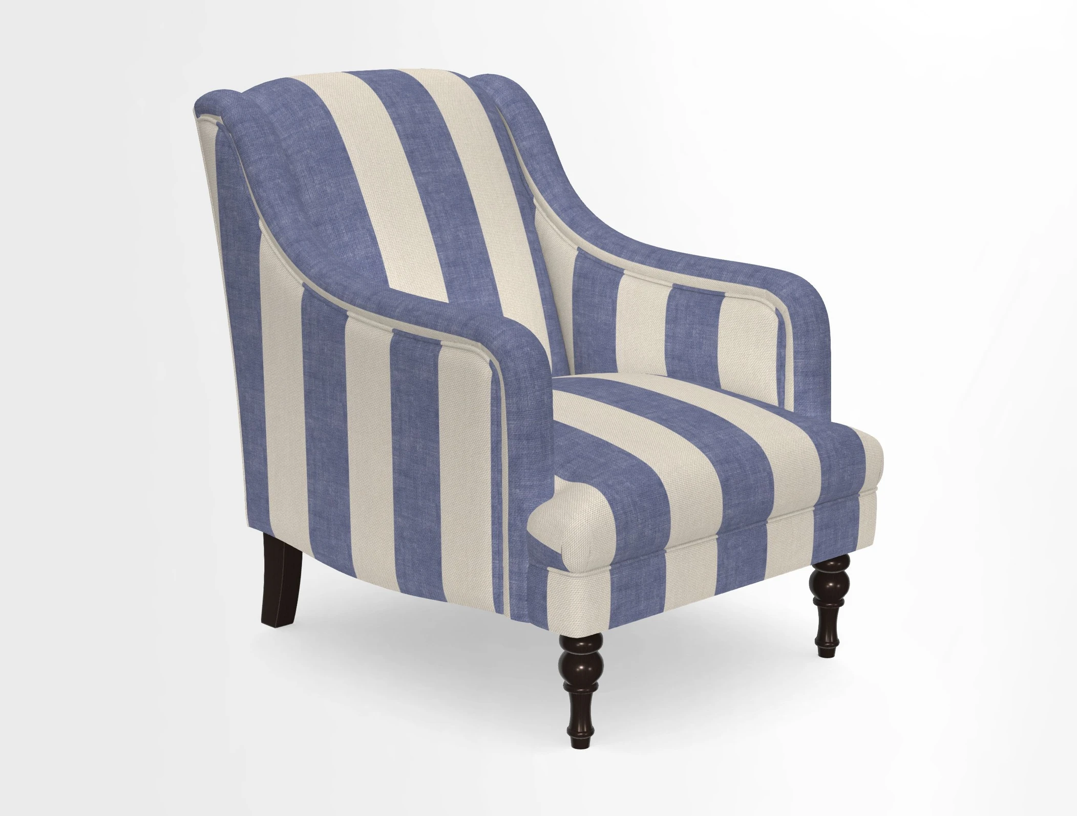 Rothermere Chair in RHS Gertrude Jekyll Ornamental Brown with Arms and Front Border in Mohair Velvet Mushroom