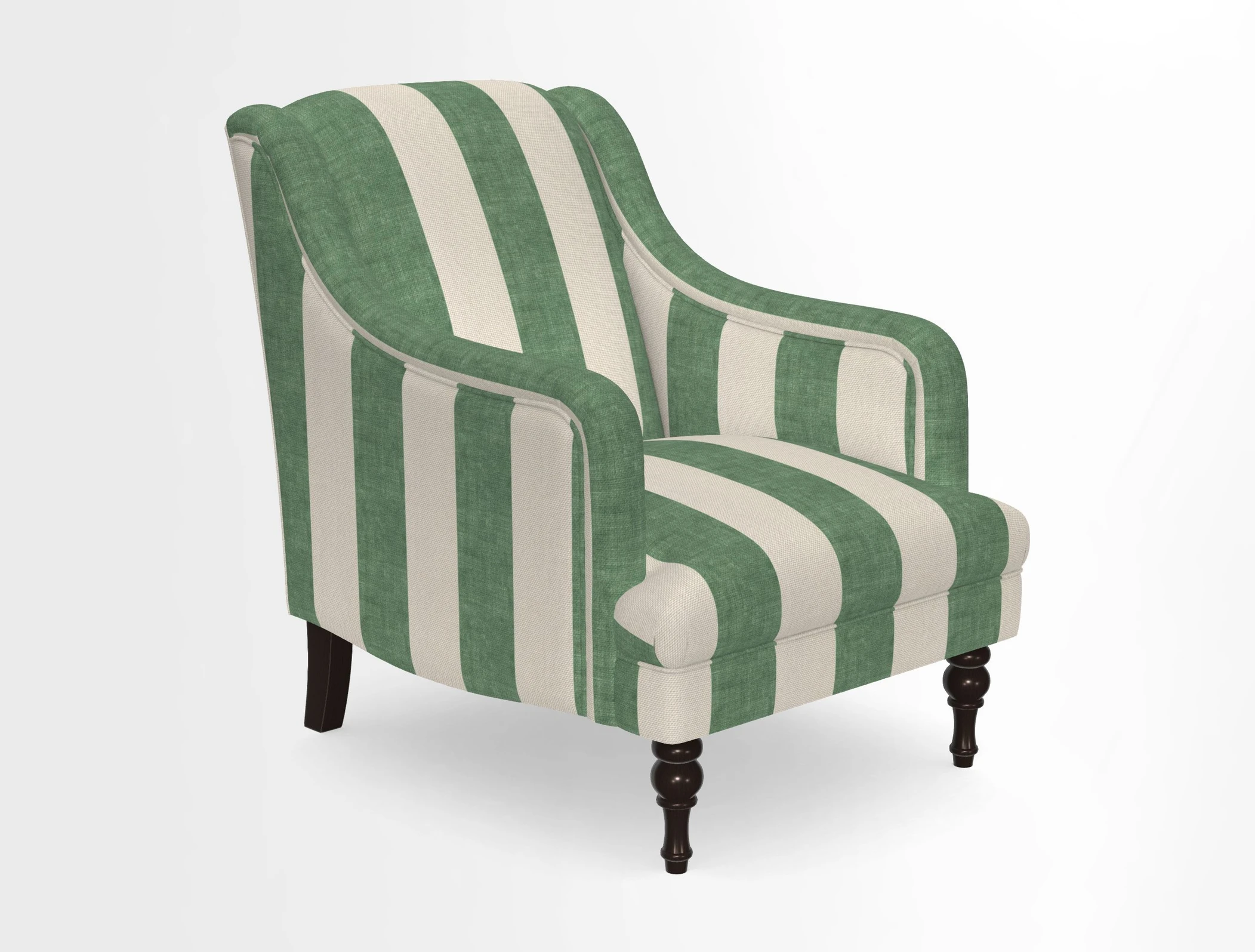 Rothermere Chair in RHS Gertrude Jekyll Ornamental Brown with Arms and Front Border in Mohair Velvet Mushroom