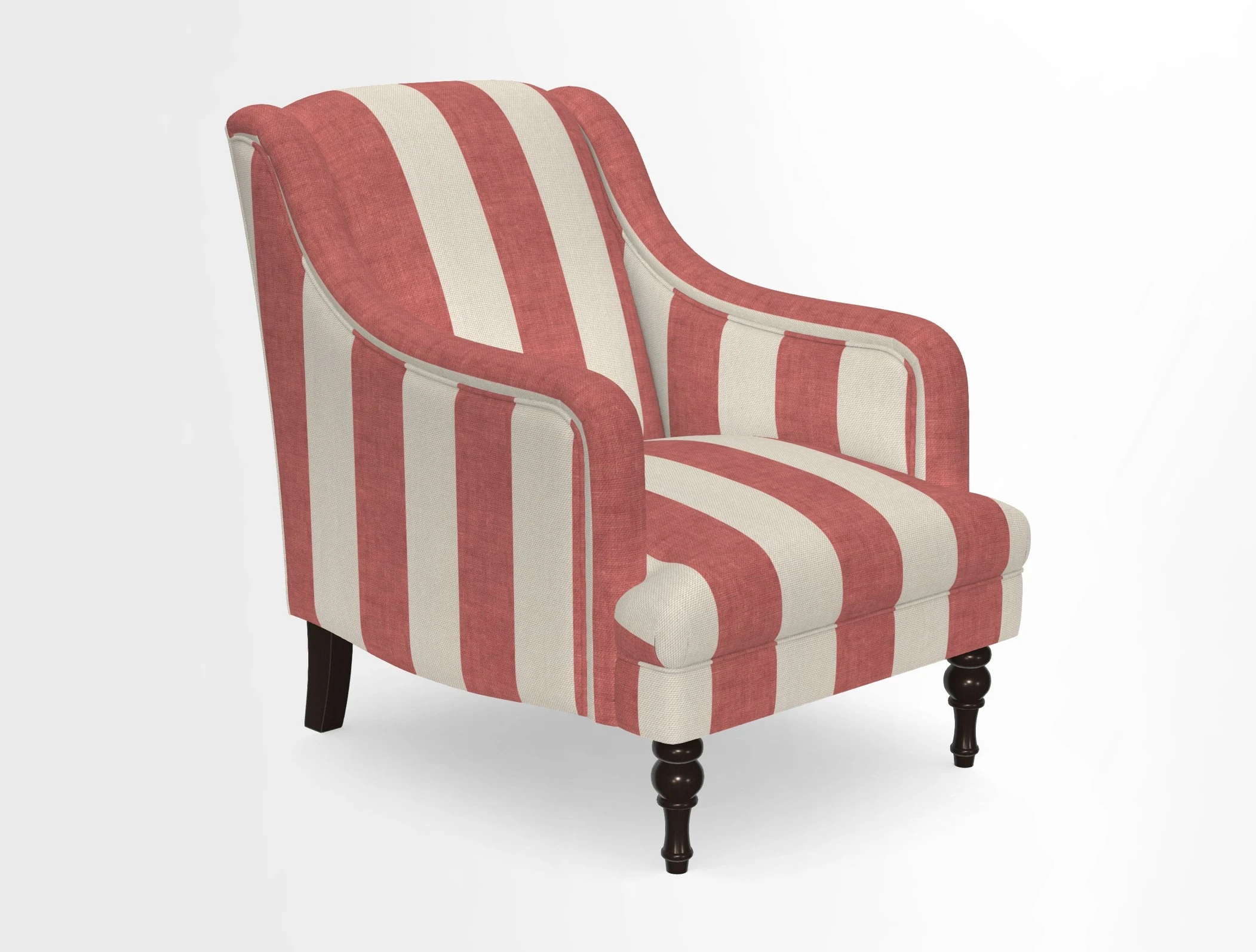 Rothermere Chair in RHS Gertrude Jekyll Ornamental Brown with Arms and Front Border in Mohair Velvet Mushroom
