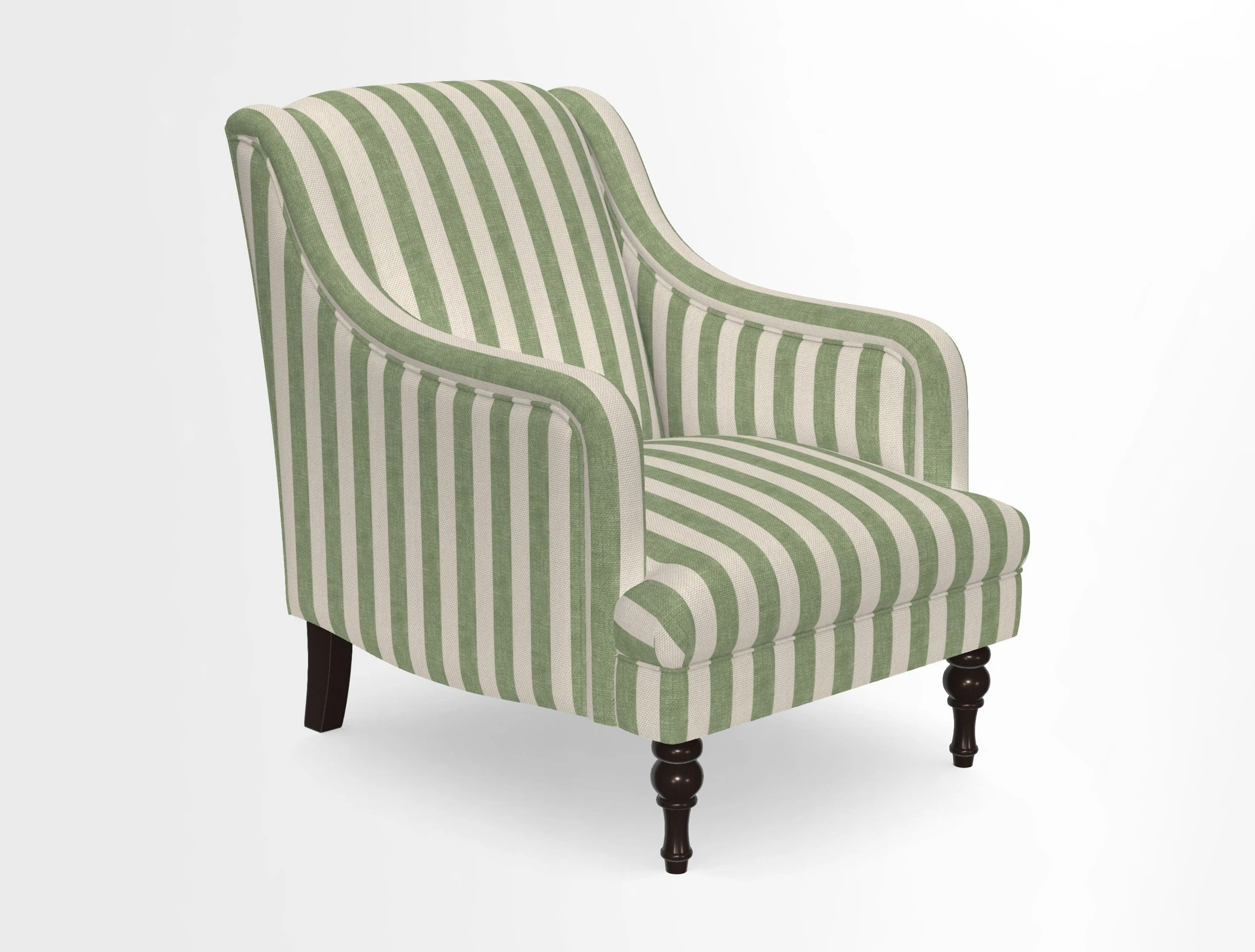 Rothermere Chair in RHS Gertrude Jekyll Ornamental Brown with Arms and Front Border in Mohair Velvet Mushroom