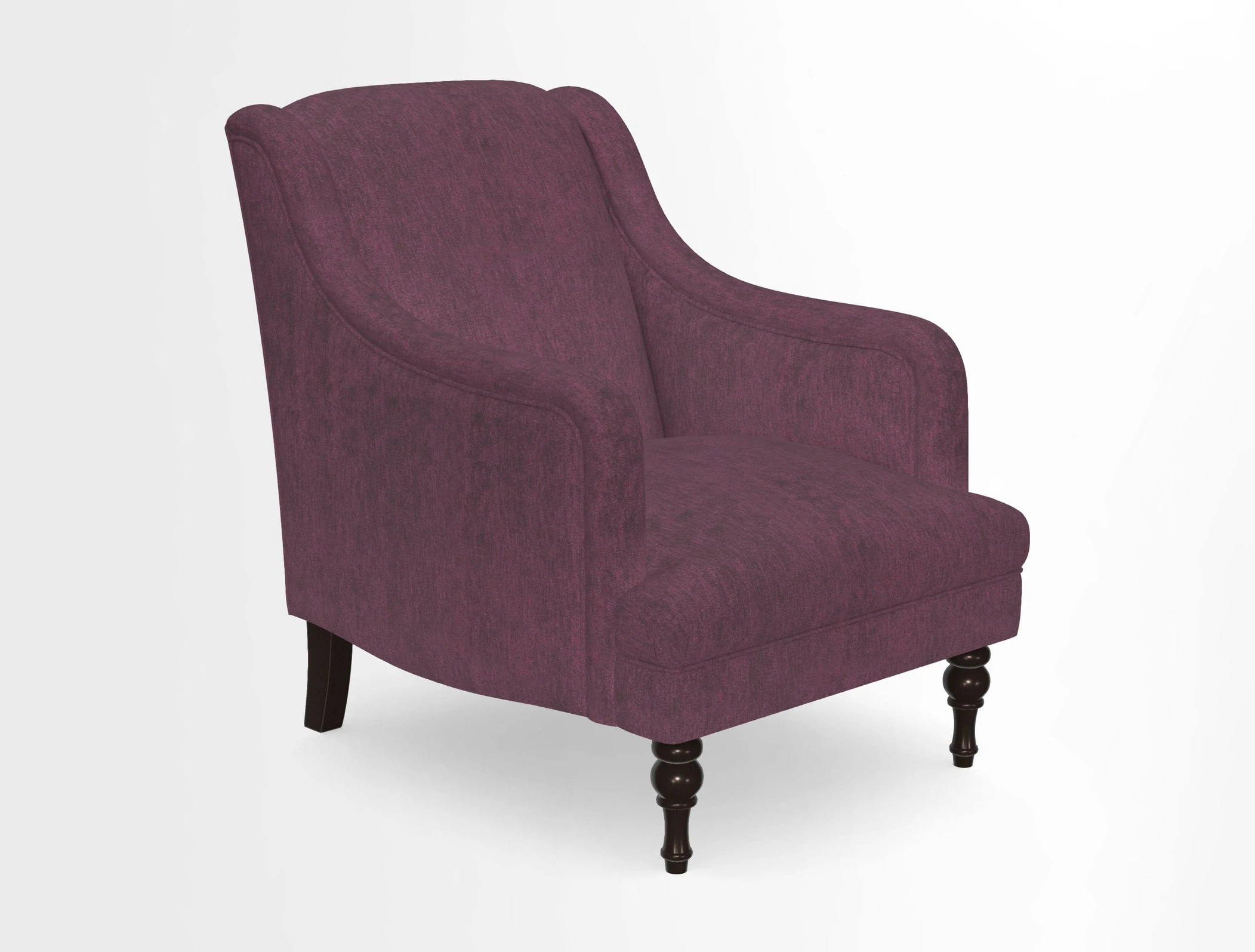 Rothermere Chair in RHS Gertrude Jekyll Ornamental Brown with Arms and Front Border in Mohair Velvet Mushroom
