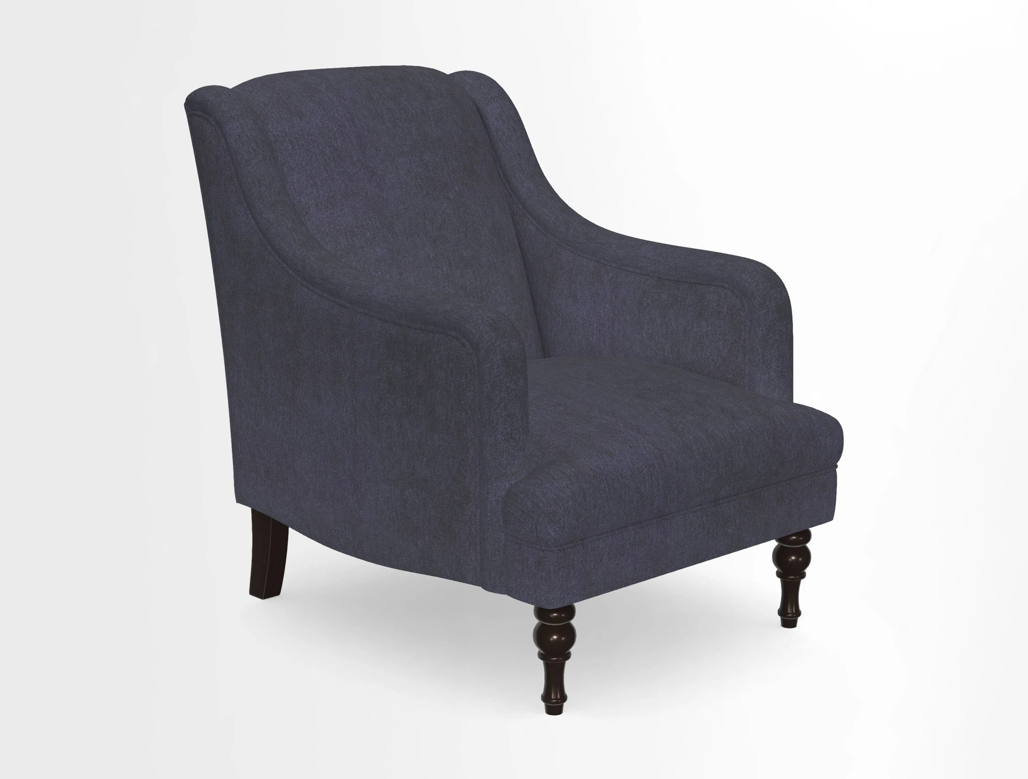 Rothermere Chair in RHS Gertrude Jekyll Ornamental Brown with Arms and Front Border in Mohair Velvet Mushroom