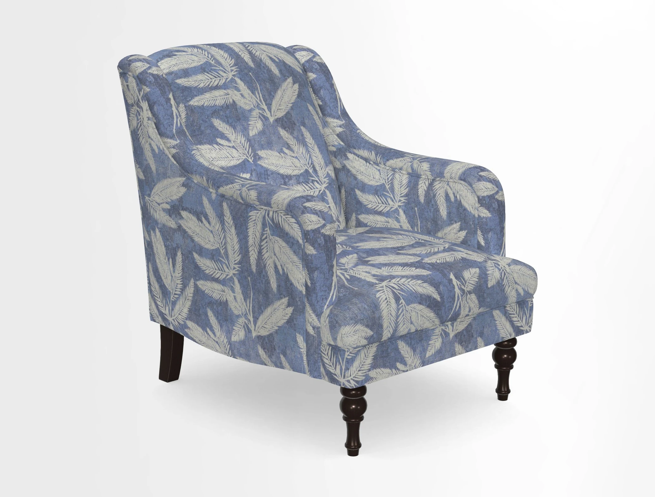 Rothermere Chair in RHS Gertrude Jekyll Ornamental Brown with Arms and Front Border in Mohair Velvet Mushroom