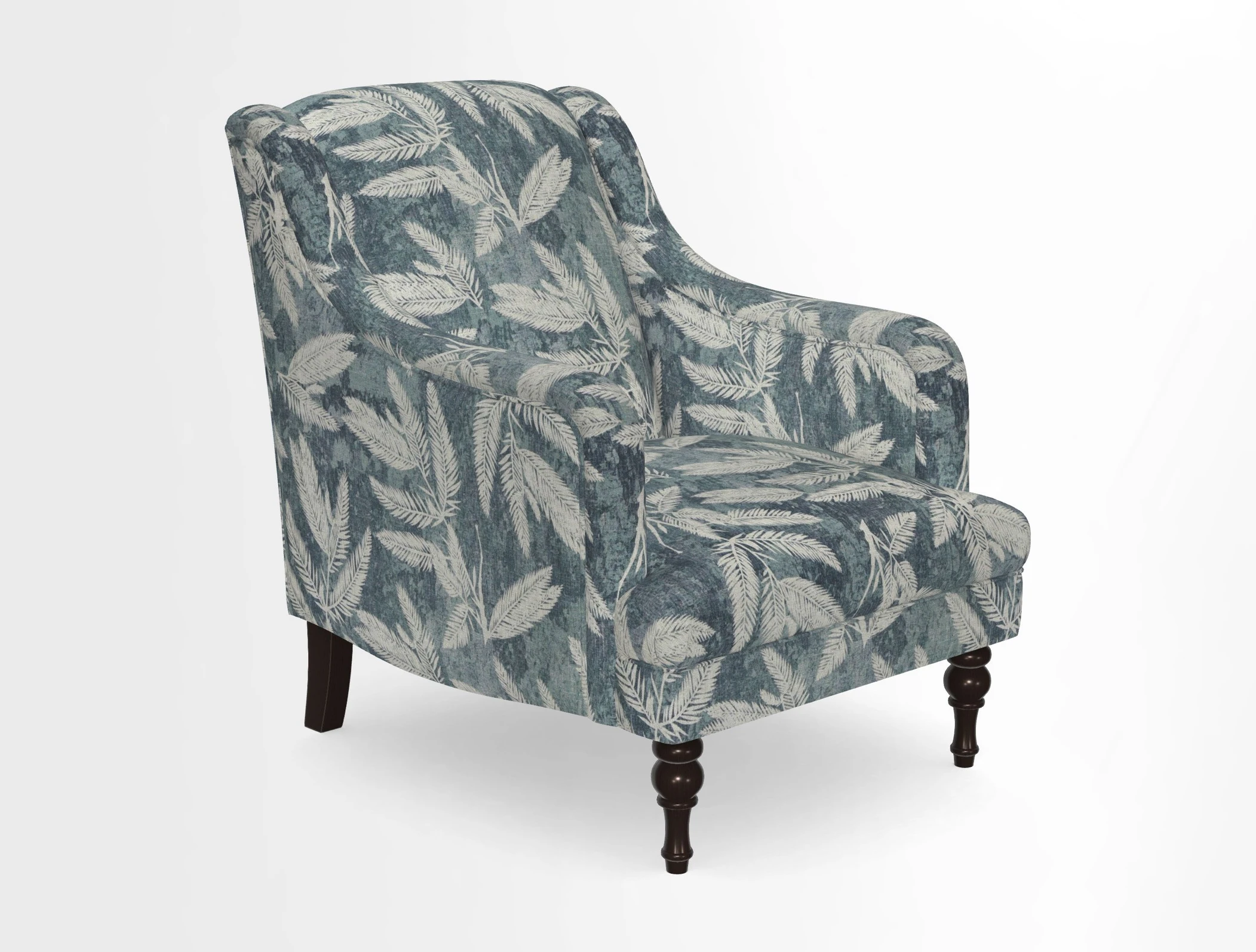 Rothermere Chair in RHS Gertrude Jekyll Ornamental Brown with Arms and Front Border in Mohair Velvet Mushroom