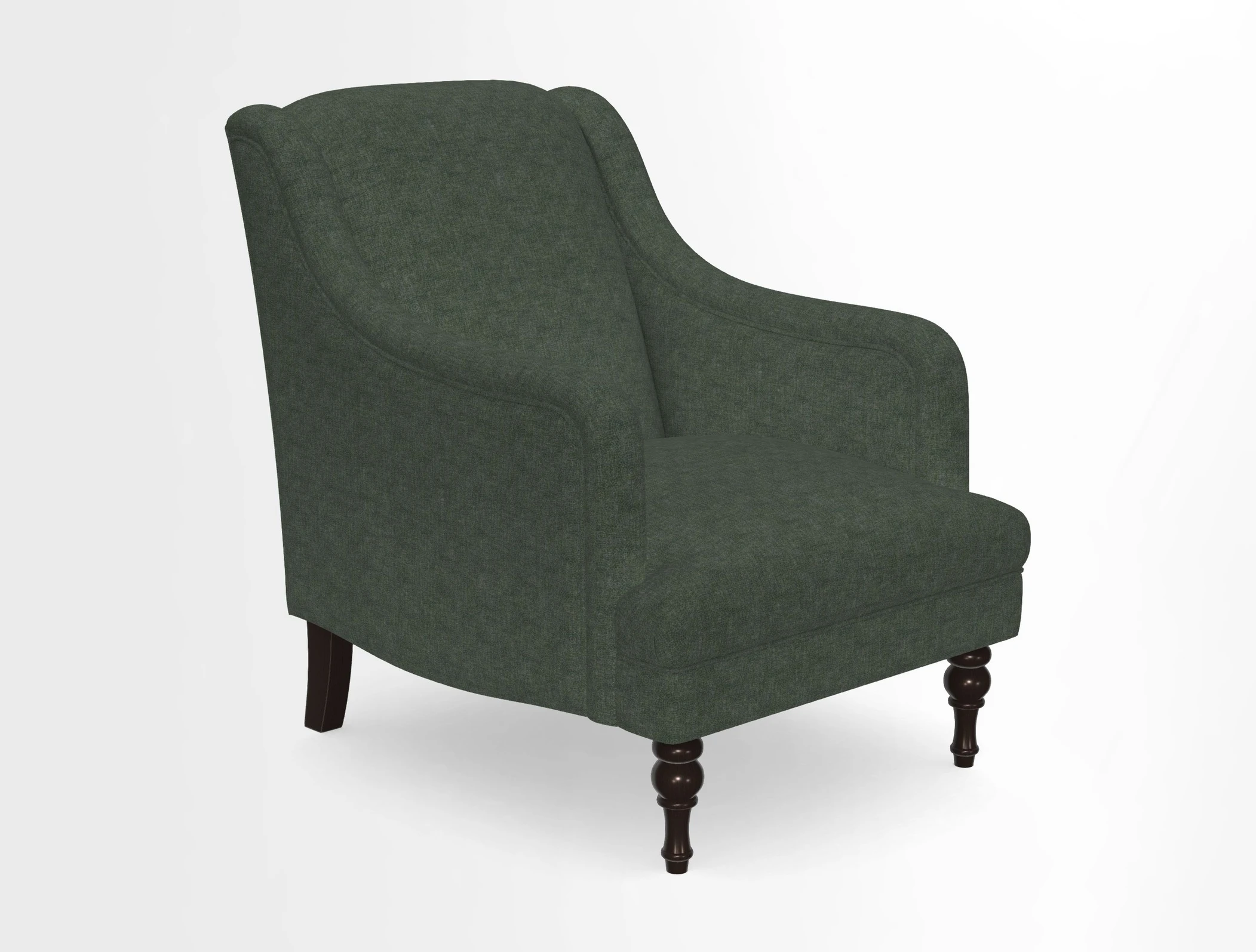 Rothermere Chair in RHS Gertrude Jekyll Ornamental Brown with Arms and Front Border in Mohair Velvet Mushroom