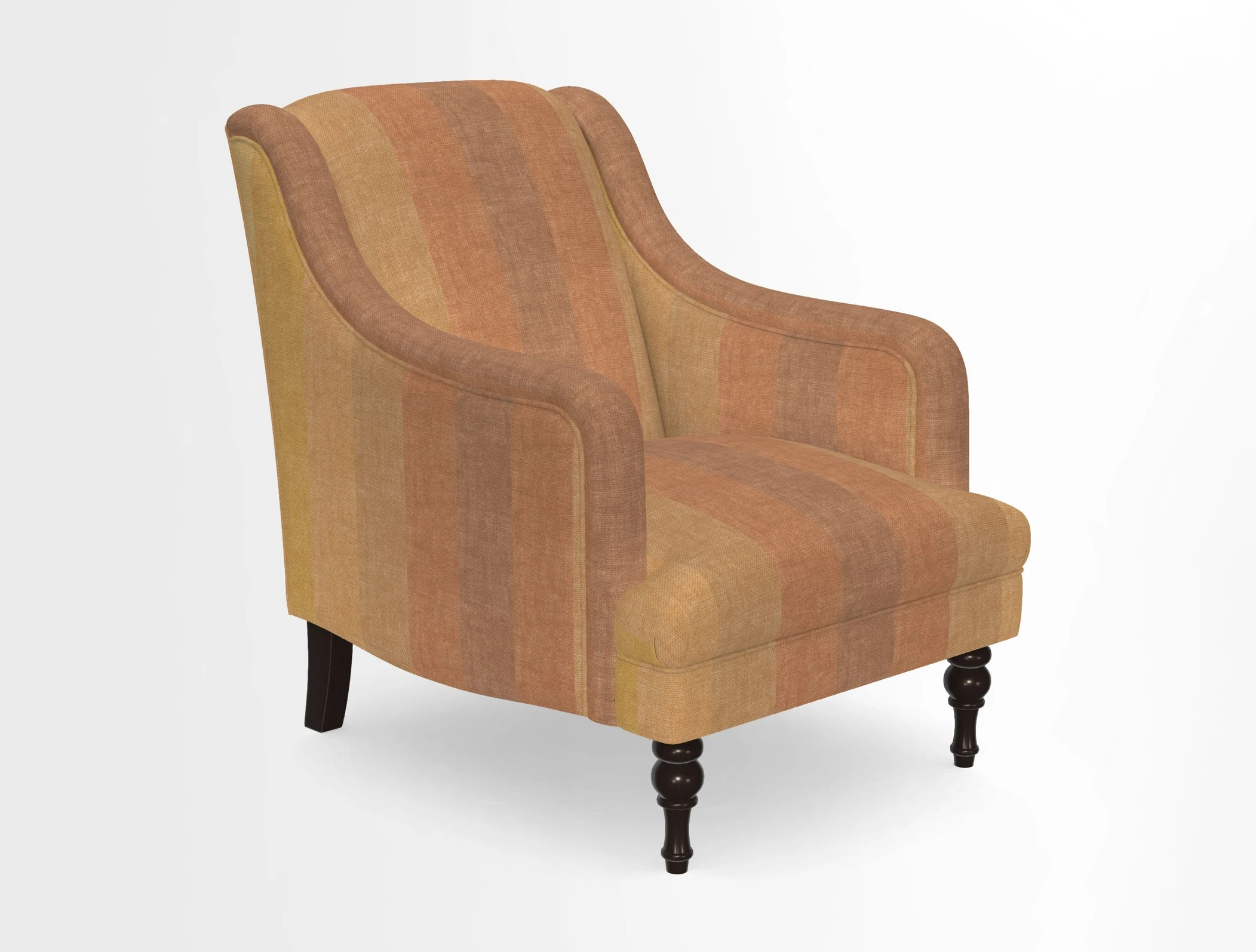 Rothermere Chair in RHS Gertrude Jekyll Ornamental Brown with Arms and Front Border in Mohair Velvet Mushroom