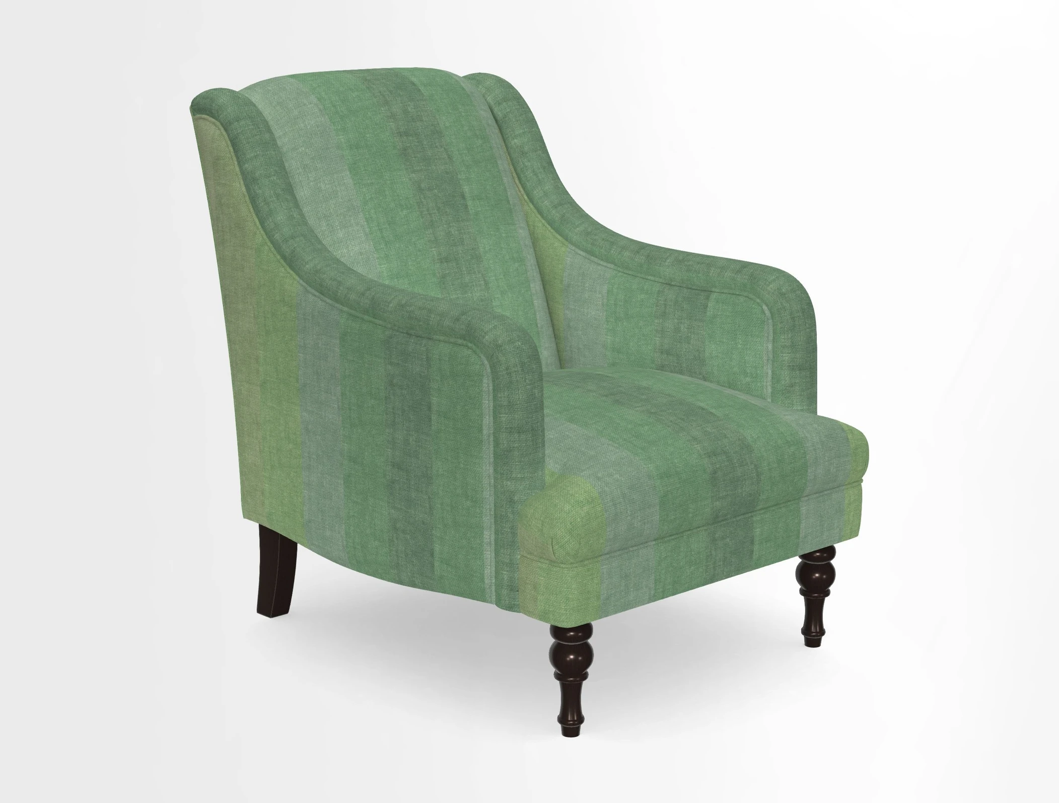 Rothermere Chair in RHS Gertrude Jekyll Ornamental Brown with Arms and Front Border in Mohair Velvet Mushroom