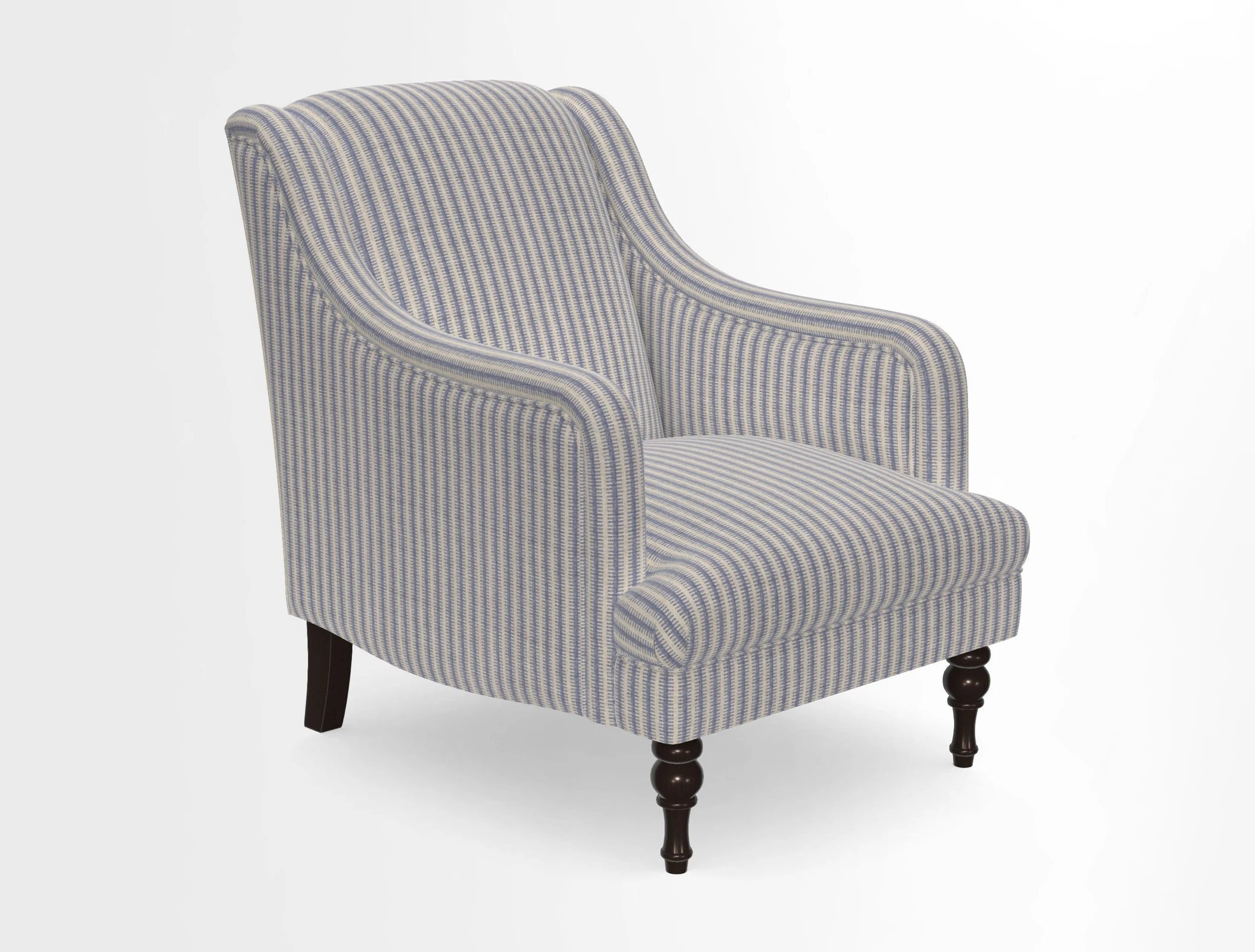 Rothermere Chair in RHS Gertrude Jekyll Ornamental Brown with Arms and Front Border in Mohair Velvet Mushroom