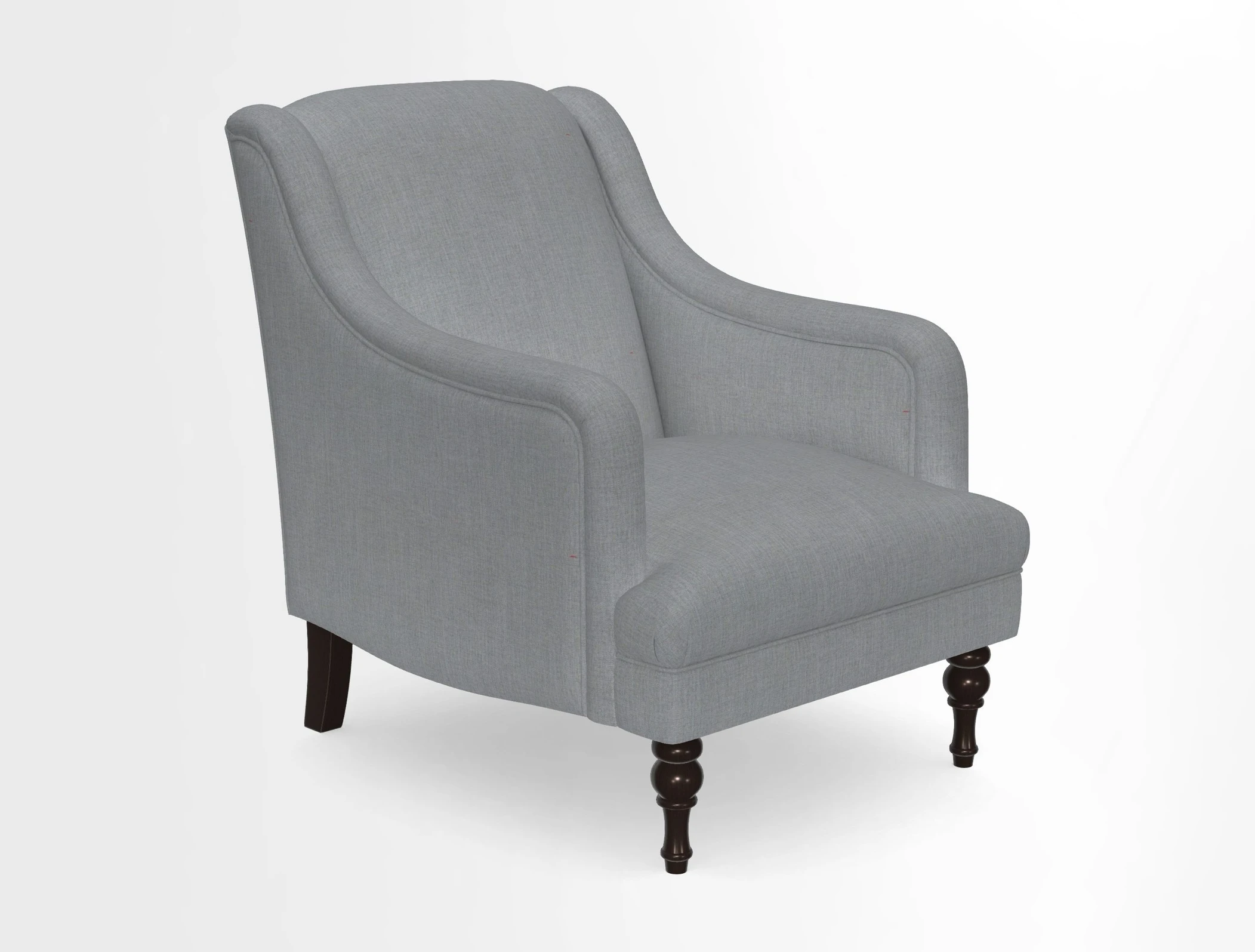 Rothermere Chair in RHS Gertrude Jekyll Ornamental Brown with Arms and Front Border in Mohair Velvet Mushroom