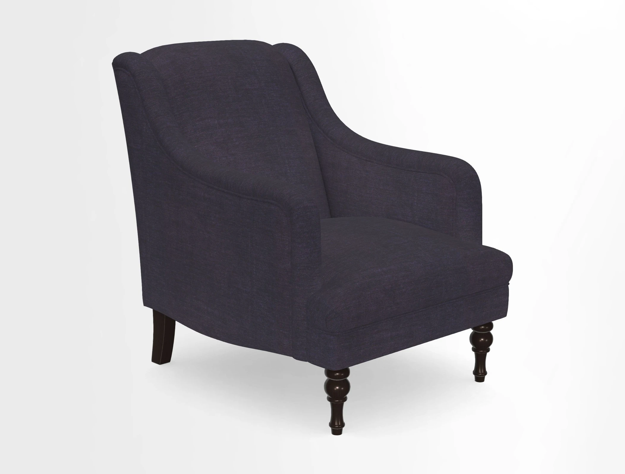 Rothermere Chair in RHS Gertrude Jekyll Ornamental Brown with Arms and Front Border in Mohair Velvet Mushroom