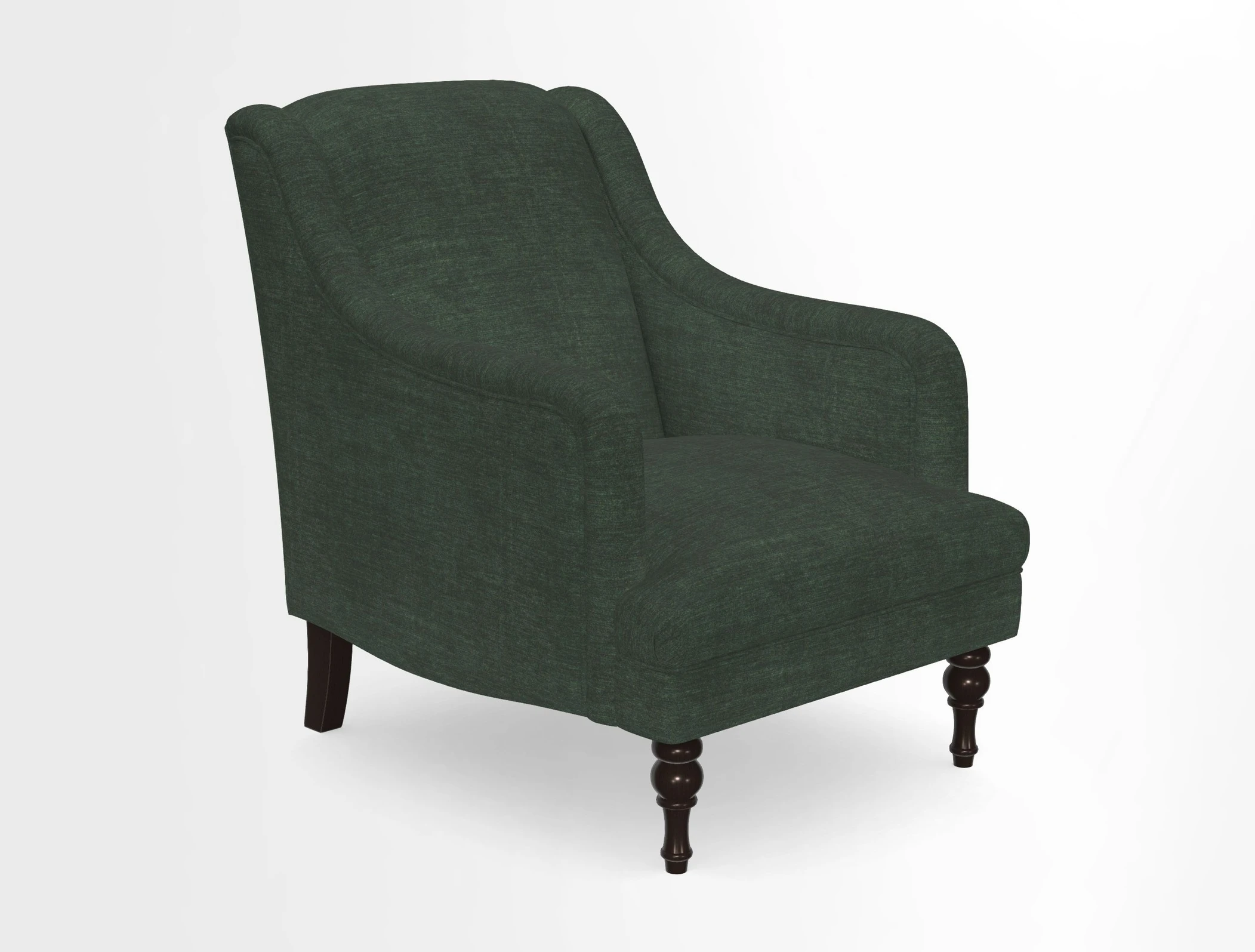 Rothermere Chair in RHS Gertrude Jekyll Ornamental Brown with Arms and Front Border in Mohair Velvet Mushroom