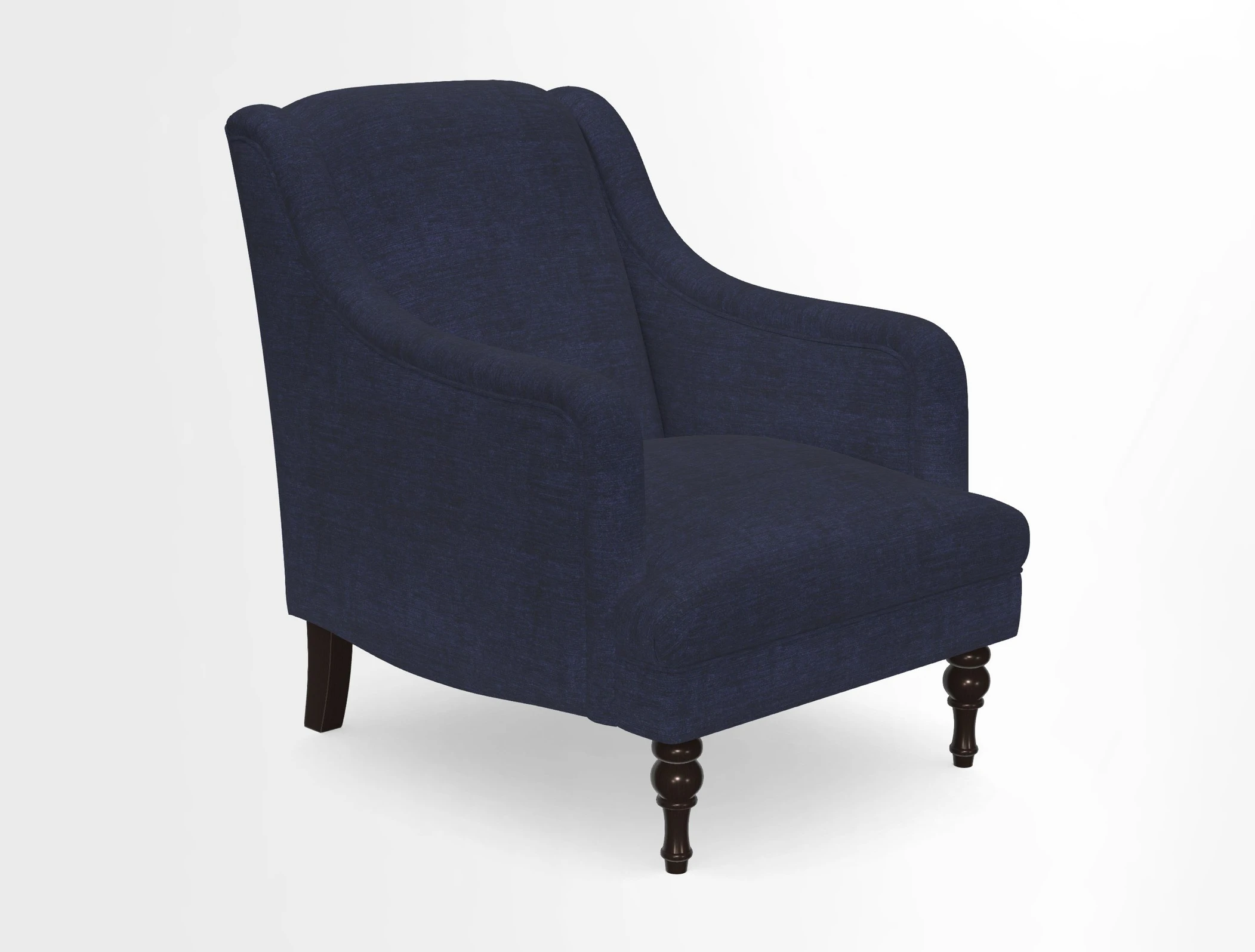Rothermere Chair in RHS Gertrude Jekyll Ornamental Brown with Arms and Front Border in Mohair Velvet Mushroom