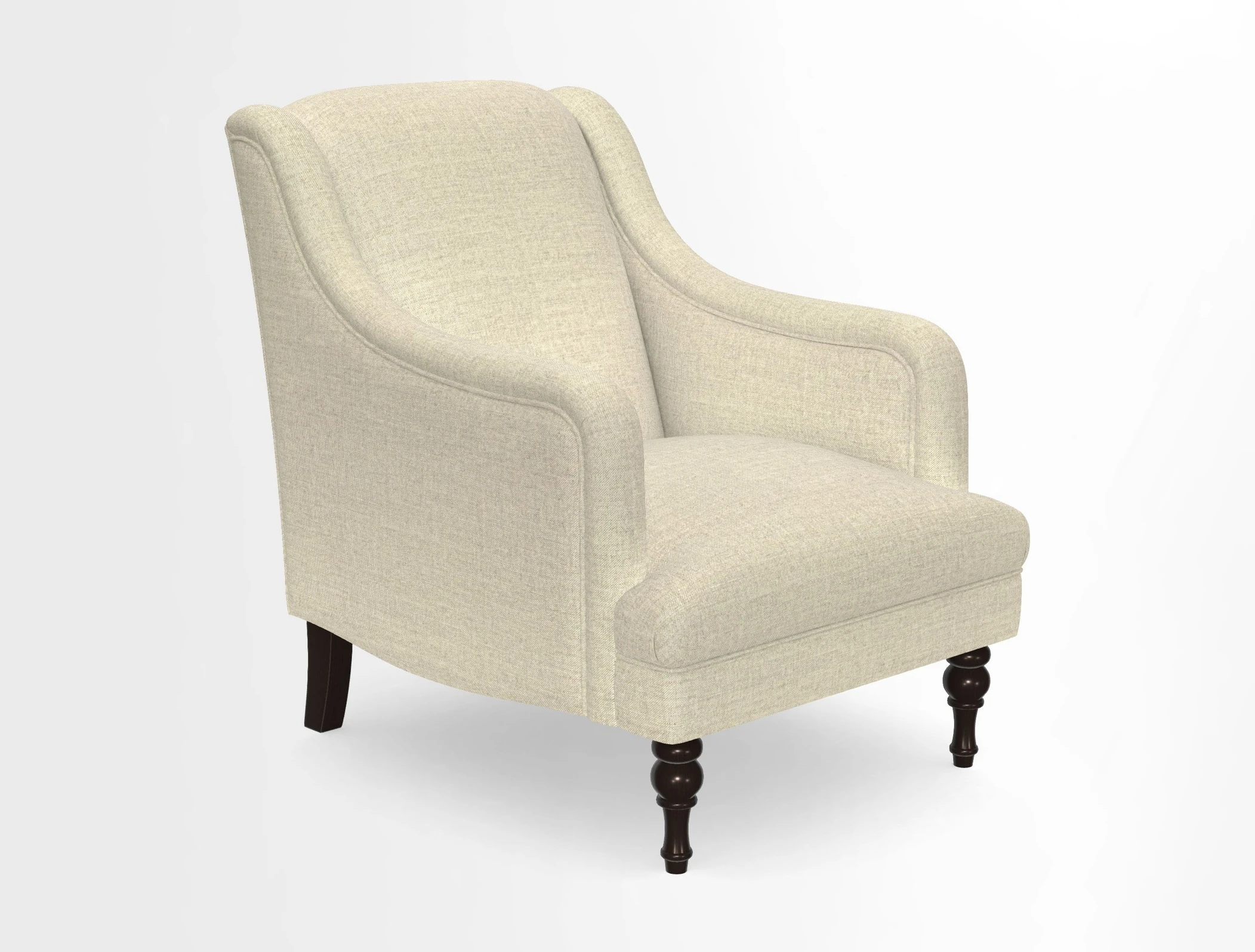 Rothermere Chair in RHS Gertrude Jekyll Ornamental Brown with Arms and Front Border in Mohair Velvet Mushroom