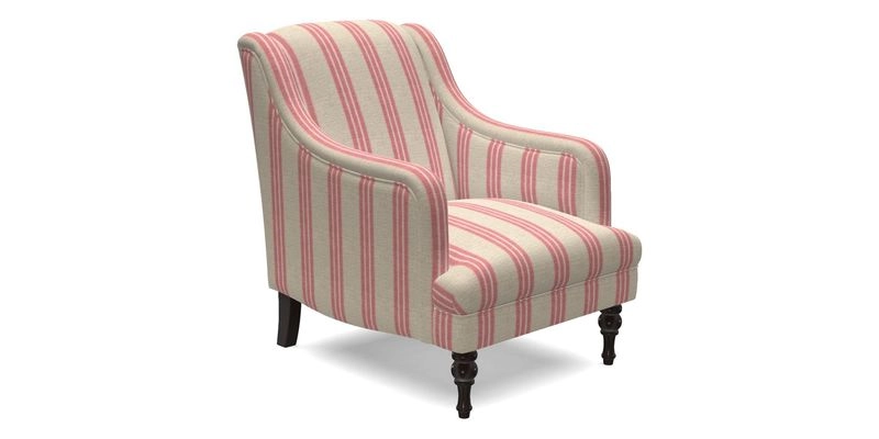 Rothermere Chair in RHS Gertrude Jekyll Ornamental Brown with Arms and Front Border in Mohair Velvet Mushroom