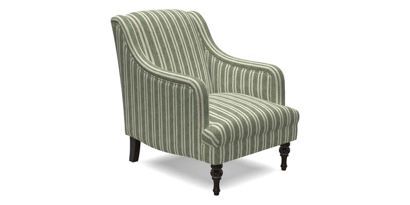 Rothermere Chair in RHS Gertrude Jekyll Ornamental Brown with Arms and Front Border in Mohair Velvet Mushroom