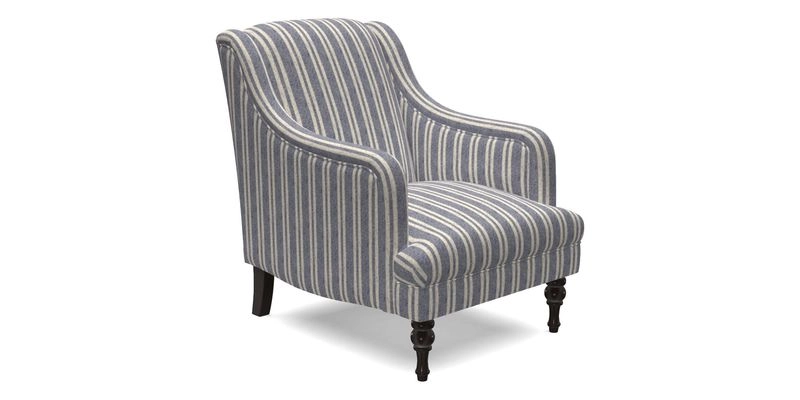 Rothermere Chair in RHS Gertrude Jekyll Ornamental Brown with Arms and Front Border in Mohair Velvet Mushroom