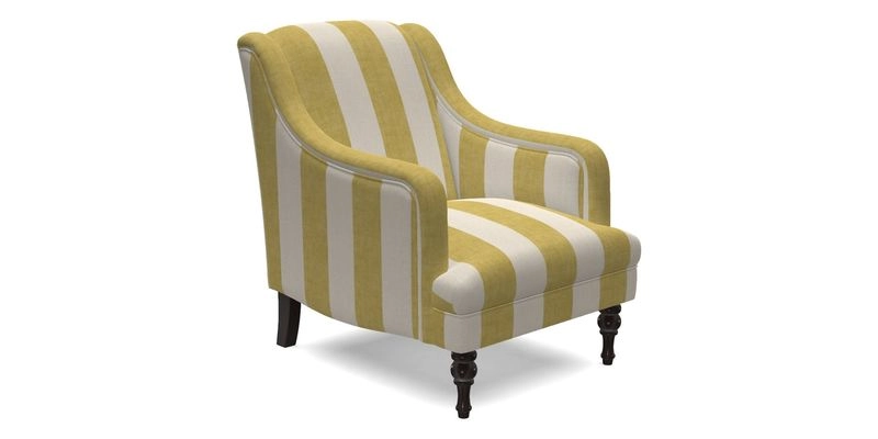 Rothermere Chair in RHS Gertrude Jekyll Ornamental Brown with Arms and Front Border in Mohair Velvet Mushroom