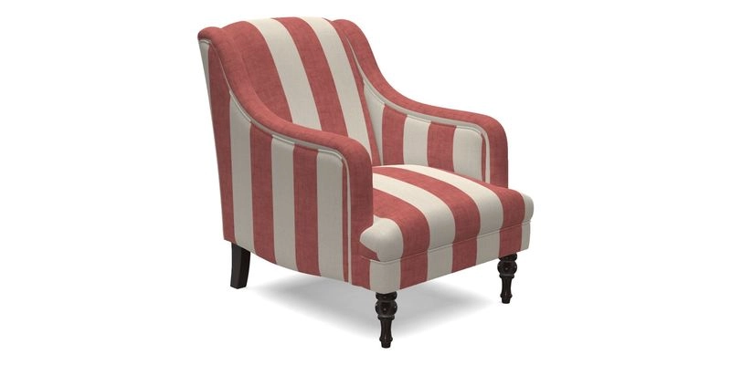 Rothermere Chair in RHS Gertrude Jekyll Ornamental Brown with Arms and Front Border in Mohair Velvet Mushroom
