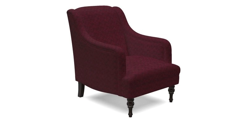 Rothermere Chair in RHS Gertrude Jekyll Ornamental Brown with Arms and Front Border in Mohair Velvet Mushroom