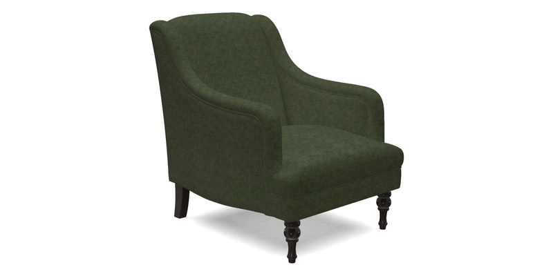 Rothermere Chair in RHS Gertrude Jekyll Ornamental Brown with Arms and Front Border in Mohair Velvet Mushroom